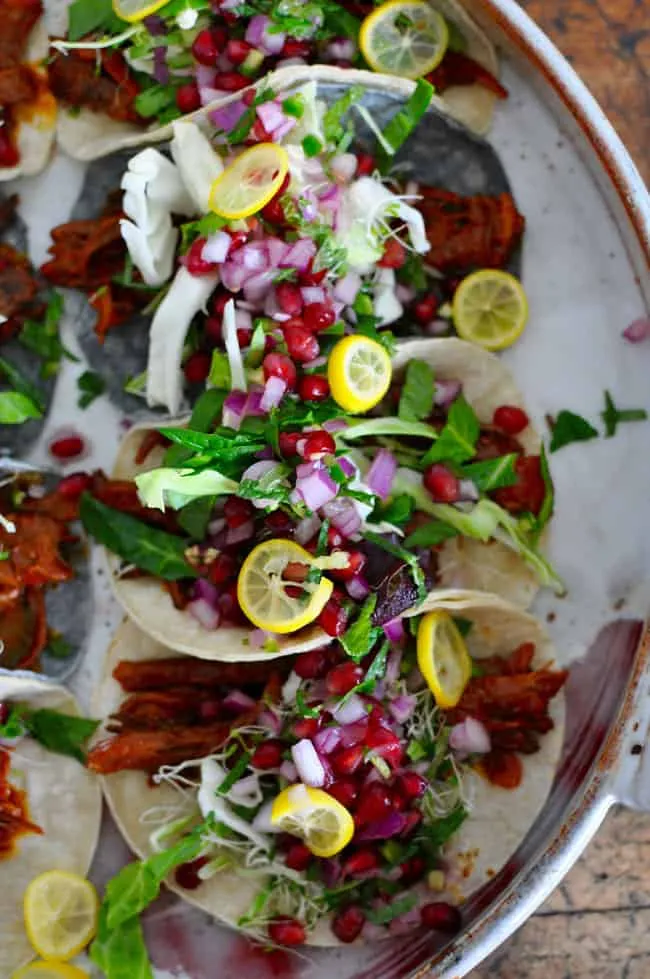 Achiote Beef Tacos with Pomegranate Salsa