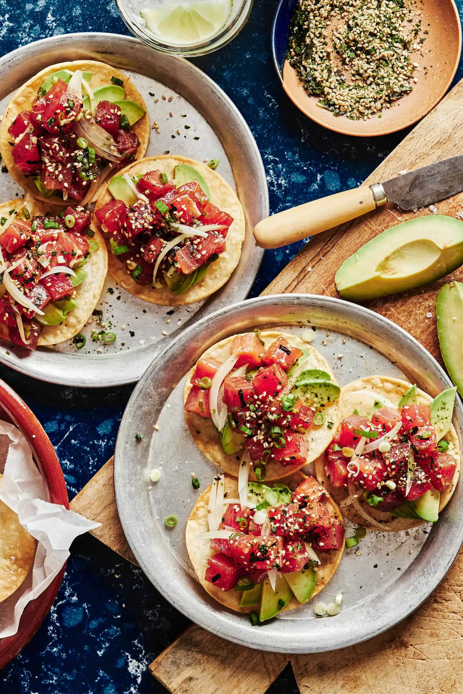 Ahi Tuna Tostadas with Wasabi Lime Crema