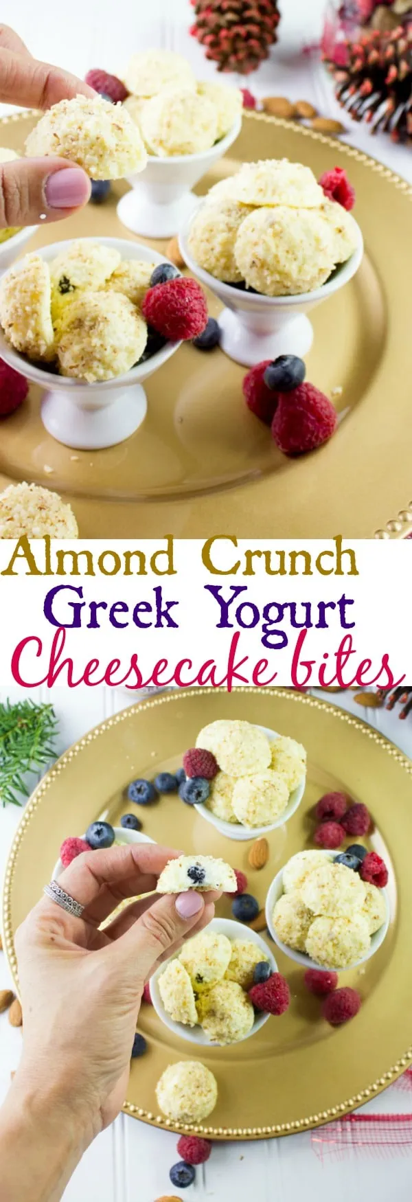 Almond Crunch Greek Yogurt Cheesecake Bites