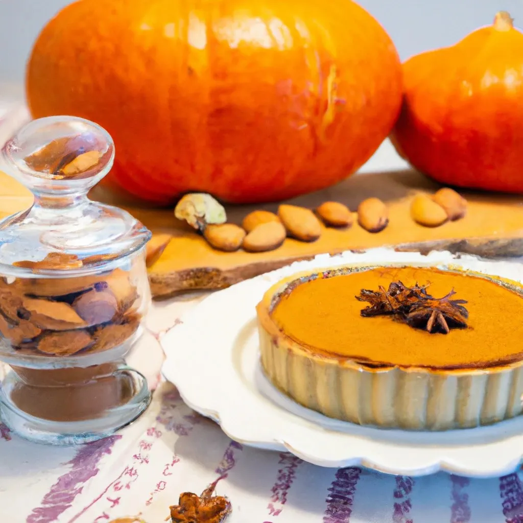 Amaretto Pumpkin Pie with Almond Praline