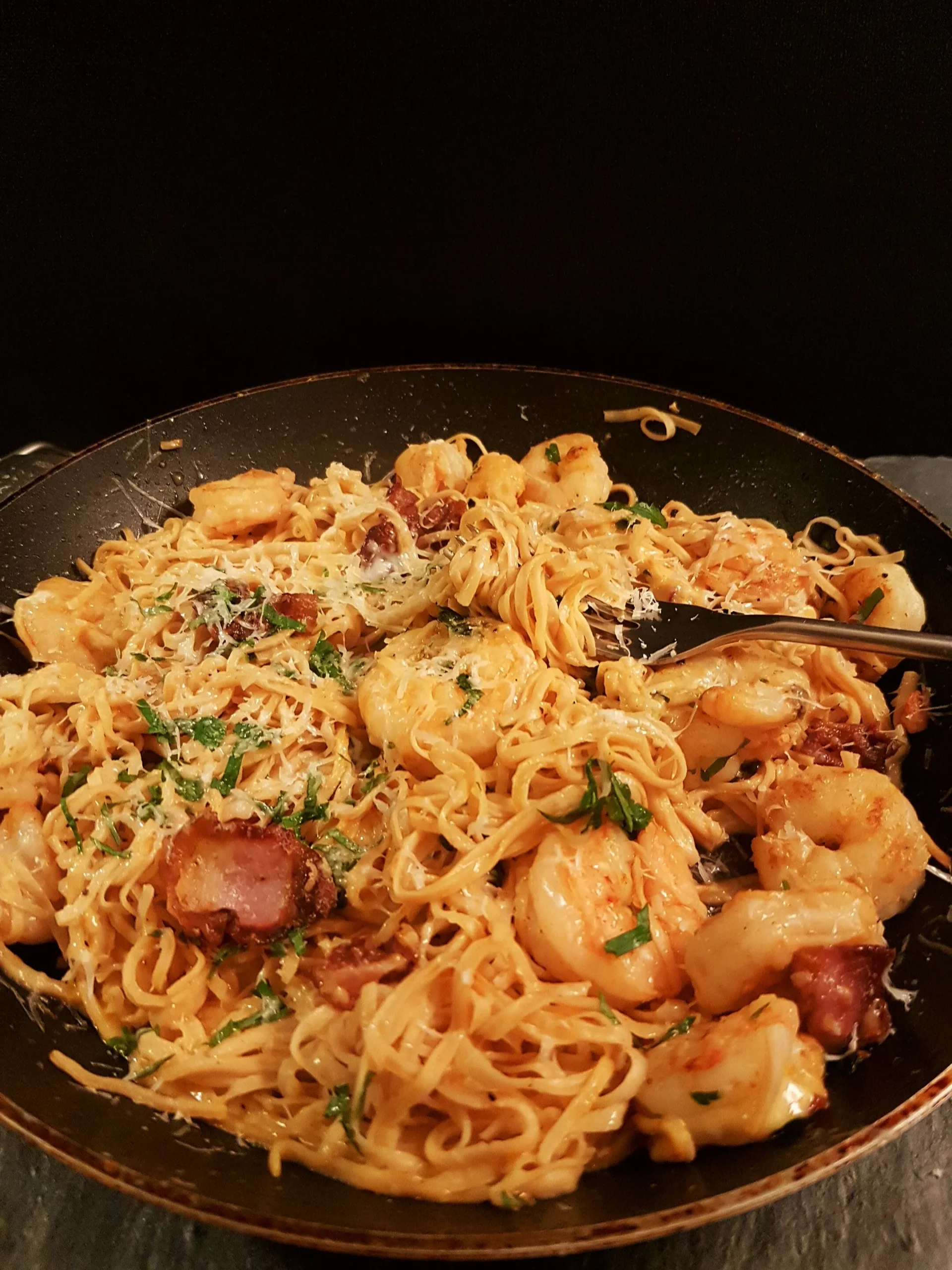 Angel Hair Pasta with Bacon Garlic