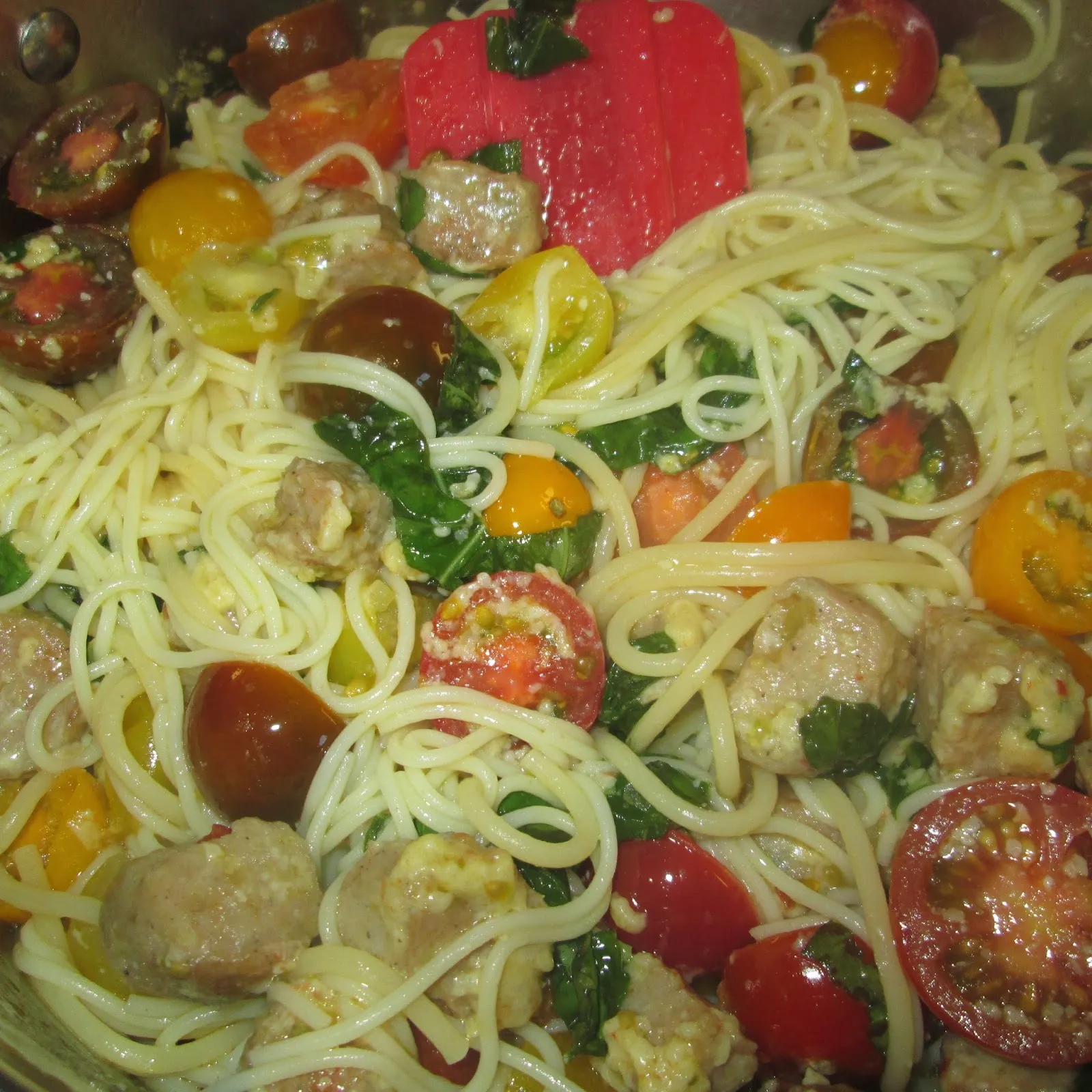 Angel Hair Pasta with Sausage and Spinach