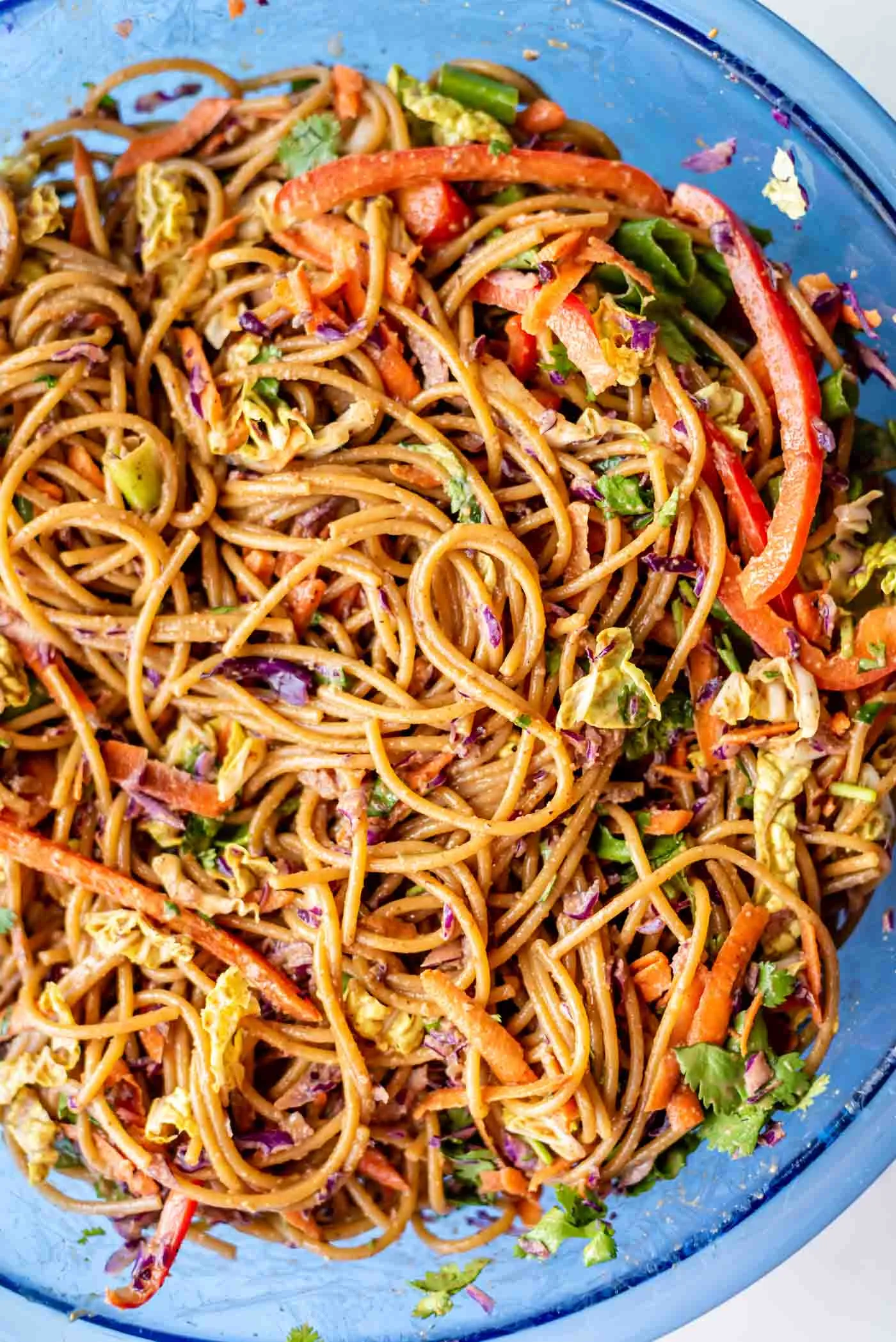 Asian Vegetable Noodle Salad with Spicy Peanut Sauce