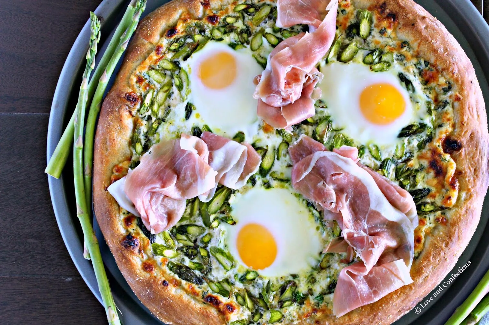 Asparagus Capicollo Egg Breakfast Pizza