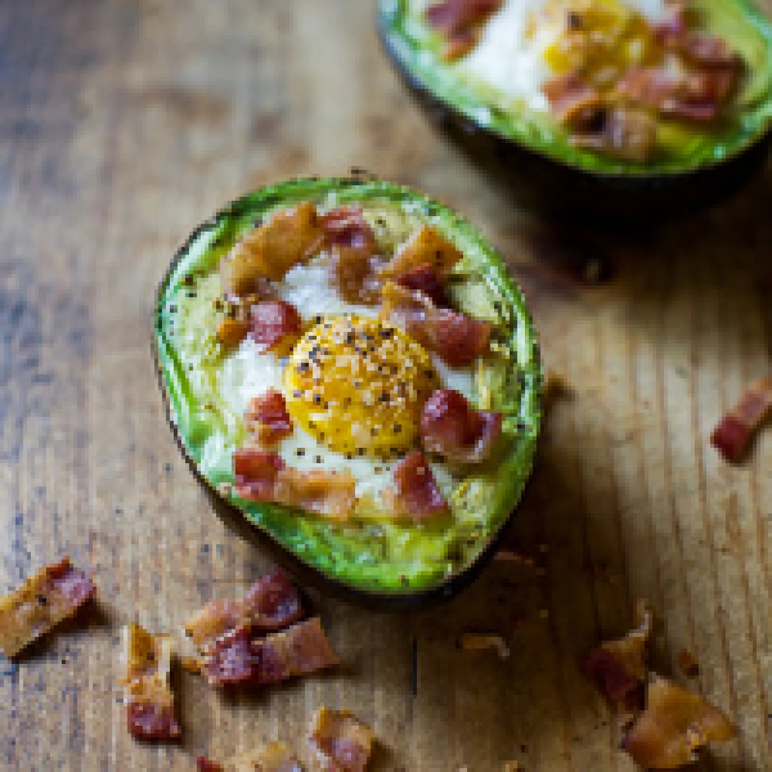 Avocado Baked Eggs with Bacon