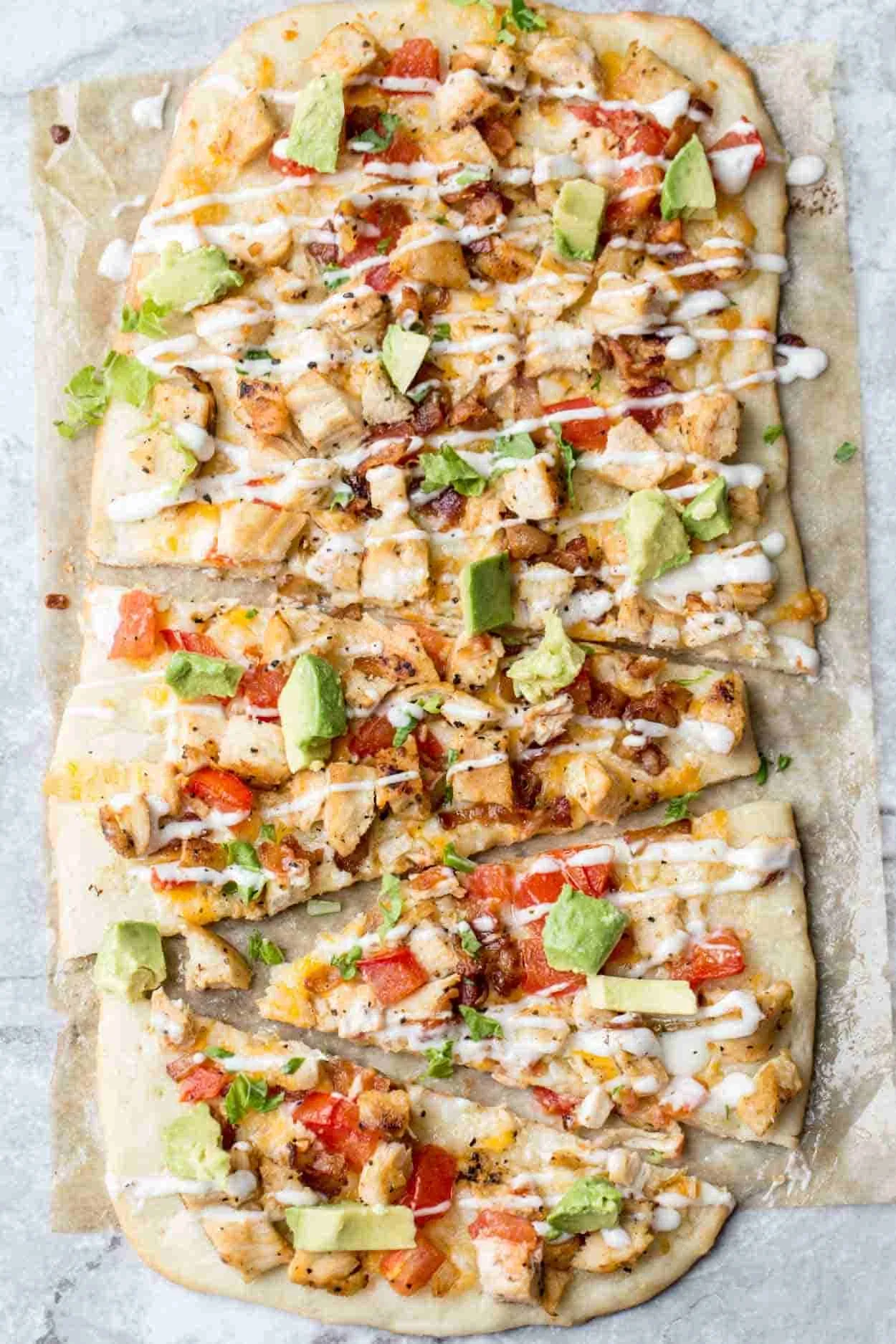 Avocado Chicken Flatbread Pizza