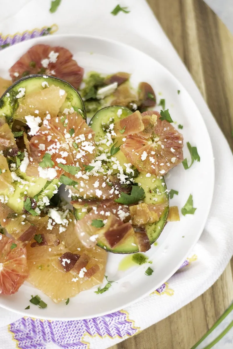 Bacon Avocado Salad with Citrus Vinaigrette Dressing