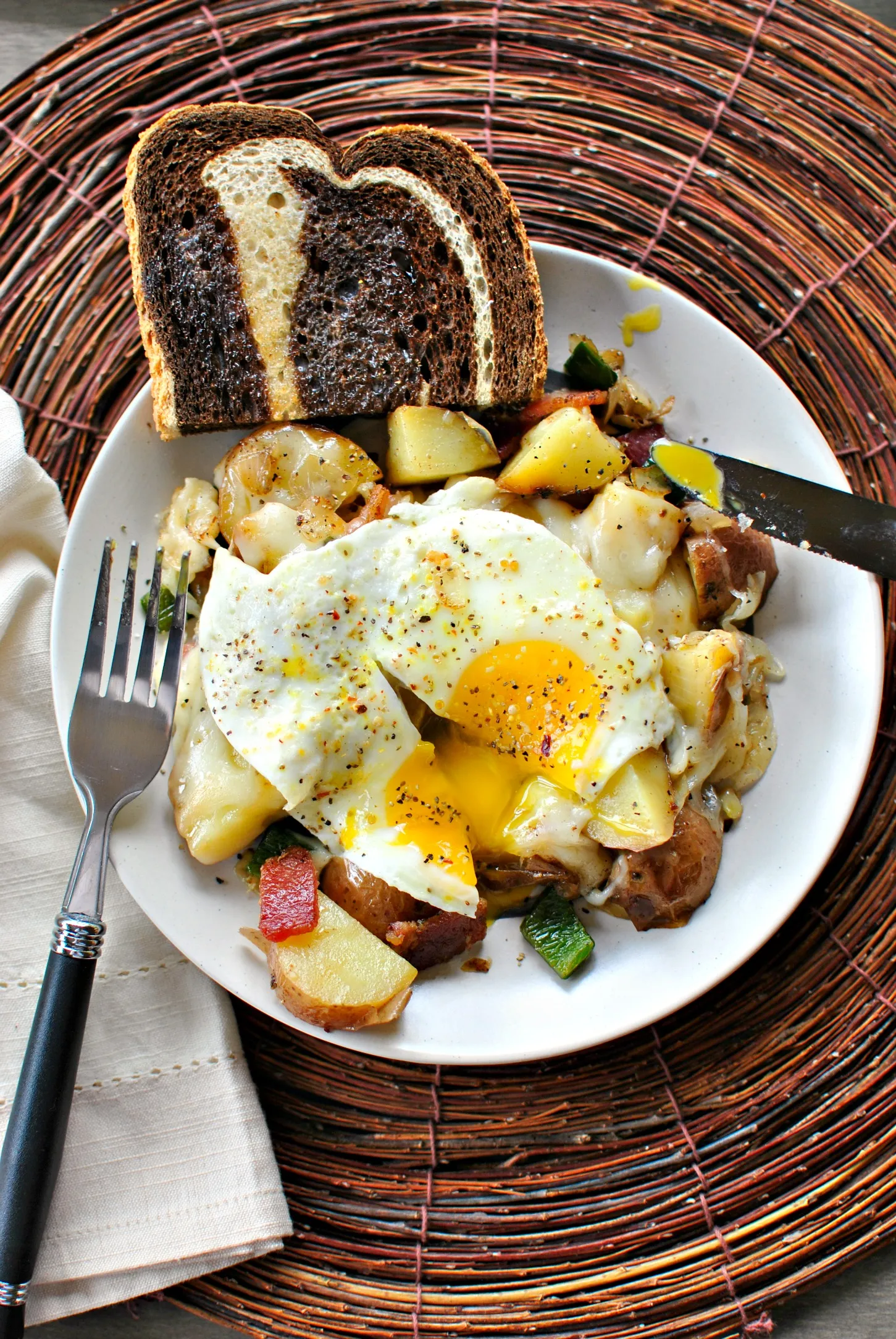 Bacon Potato Poblano Breakfast Skillet