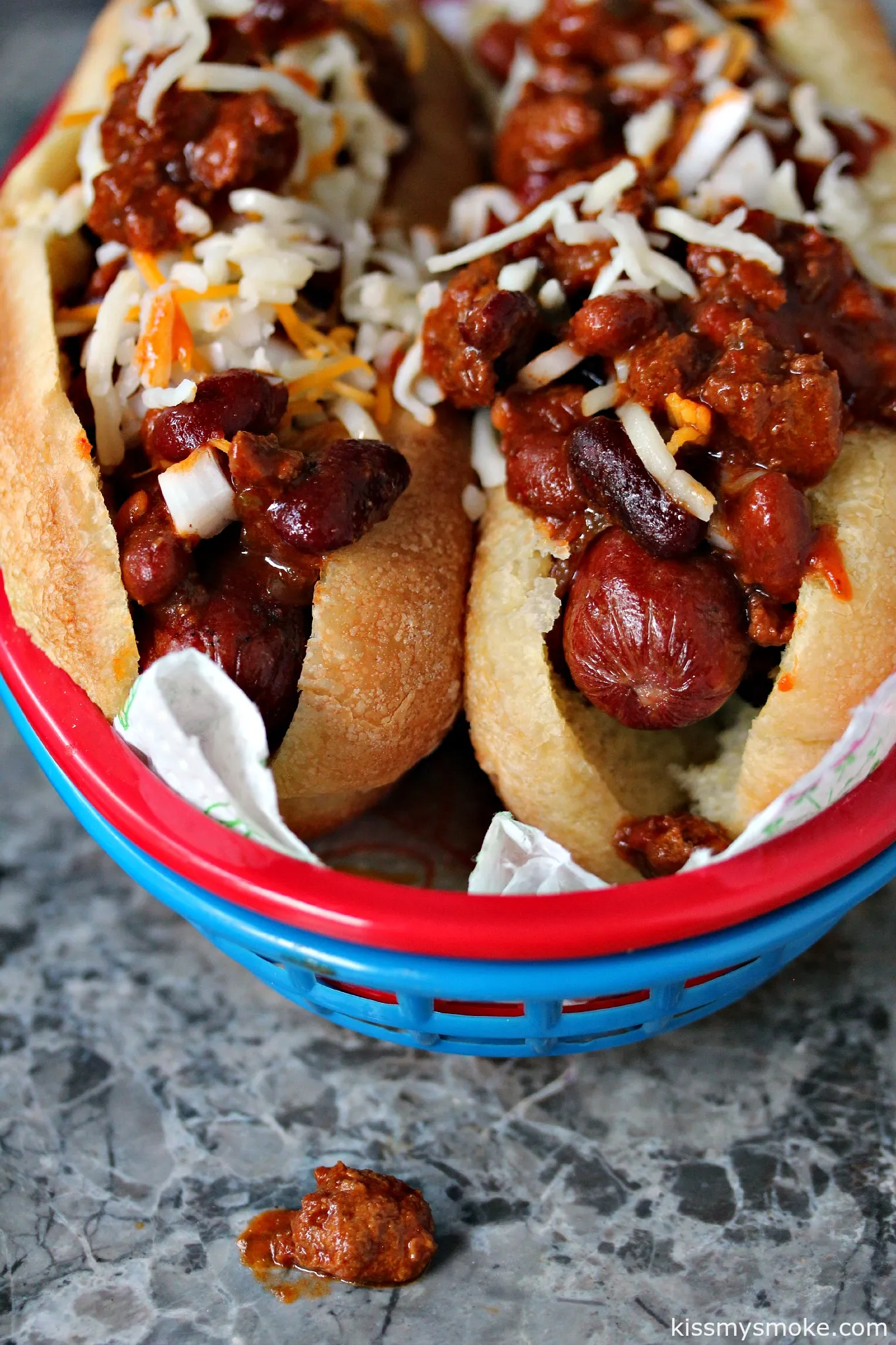 Bacon Wrapped Chili Cheese Dogs