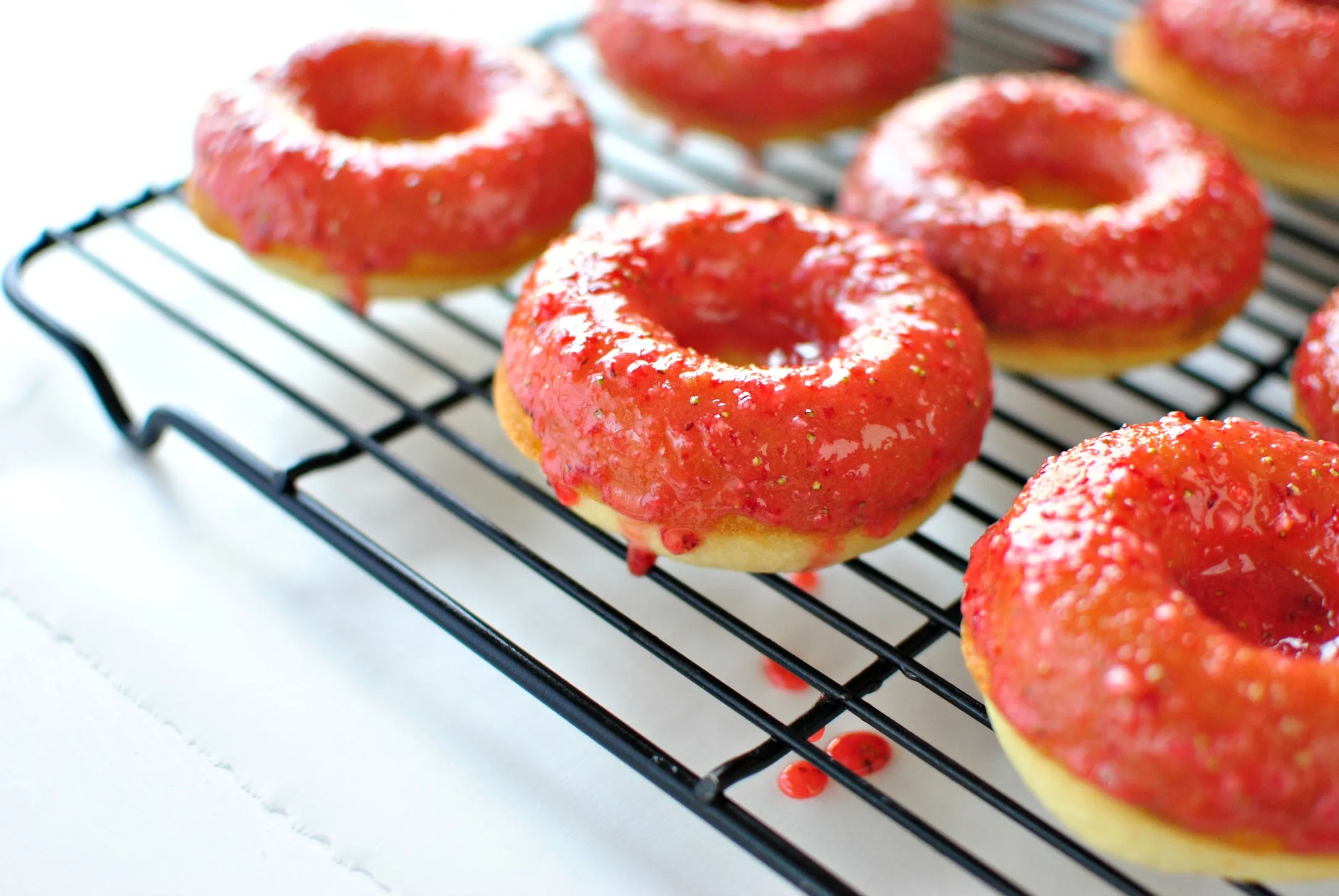 Baked Buttermilk Donuts Fresh Strawberry Glaze