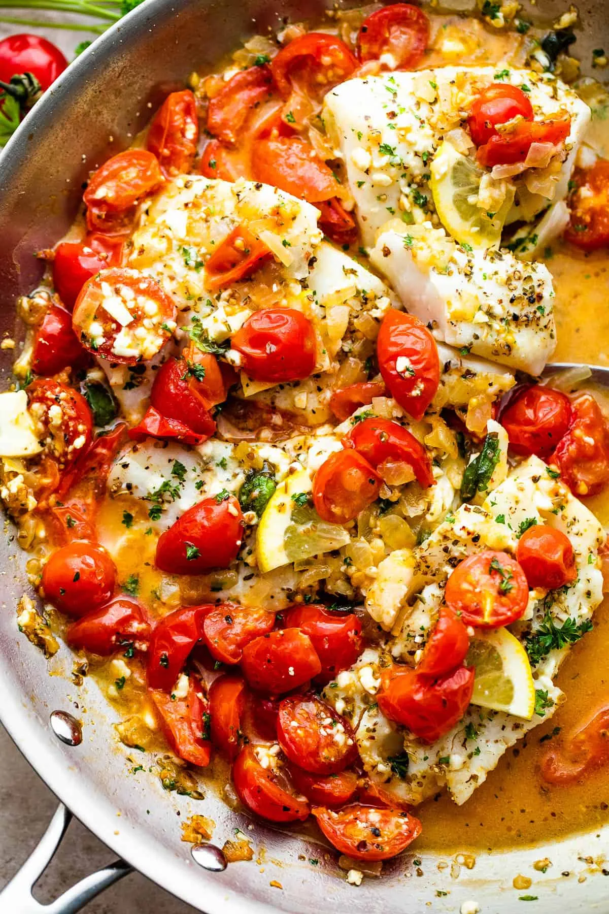 Baked Cod with Spinach, Feta, and Tomatoes