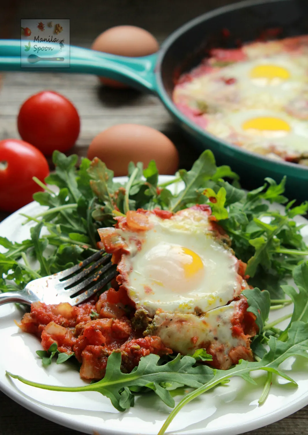 Baked Eggs with Pesto and Cheese