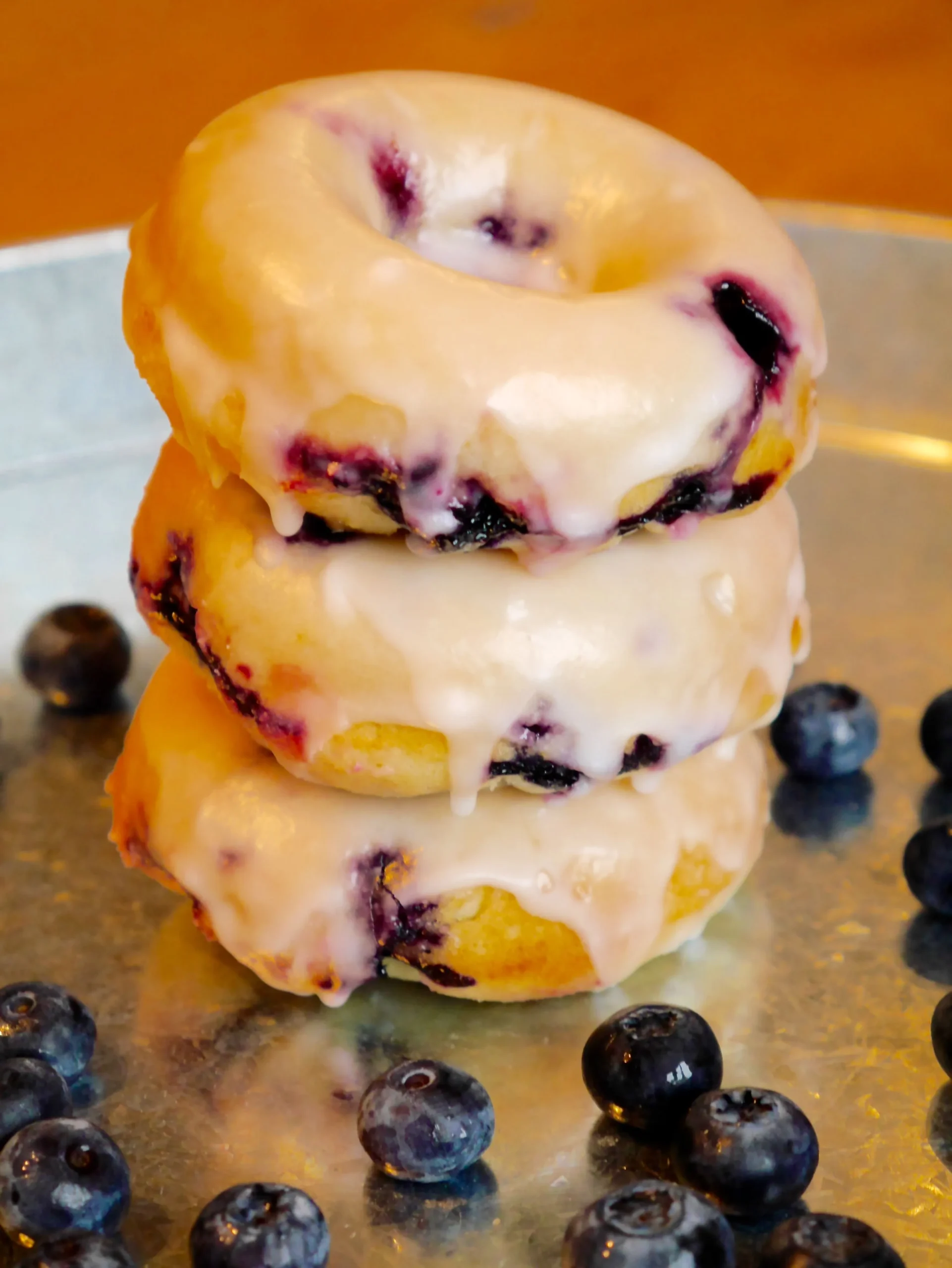 Baked Glazed Blueberry Donuts