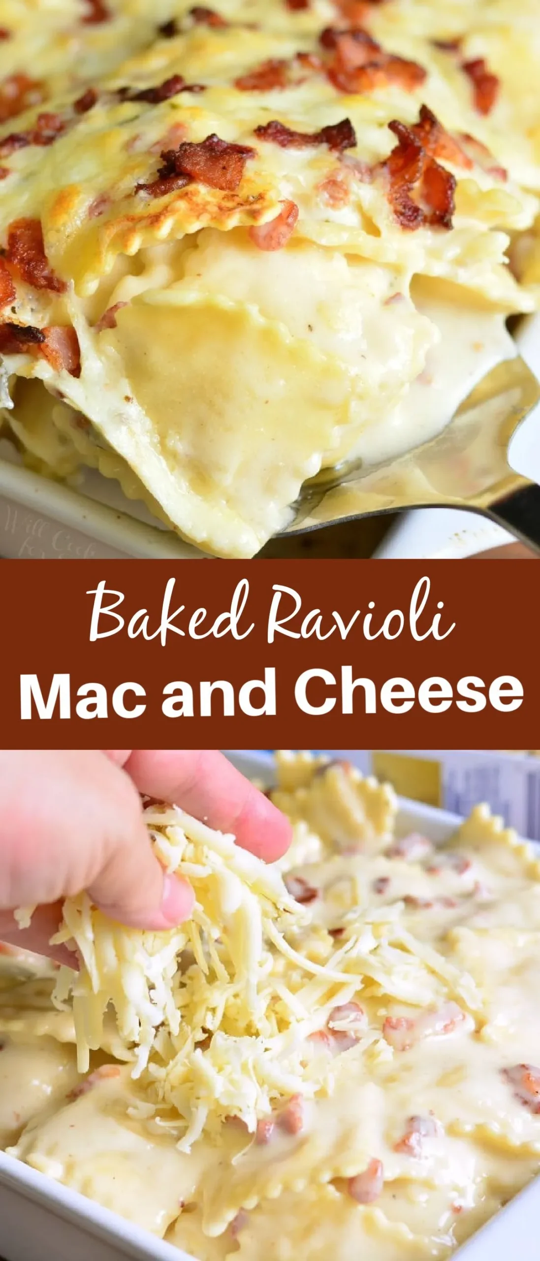 Baked Ravioli Mac Cheese Bacon