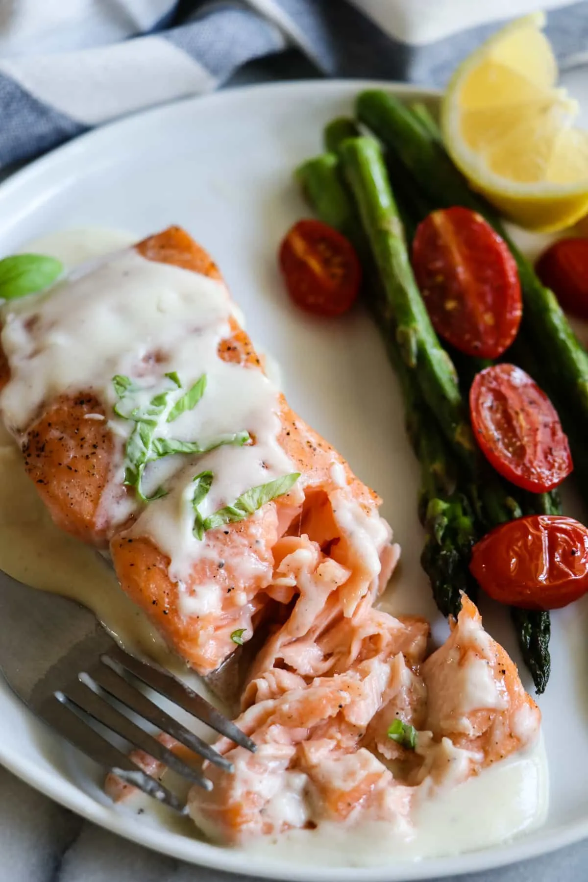 Baked Salmon with Parmesan Cream Sauce