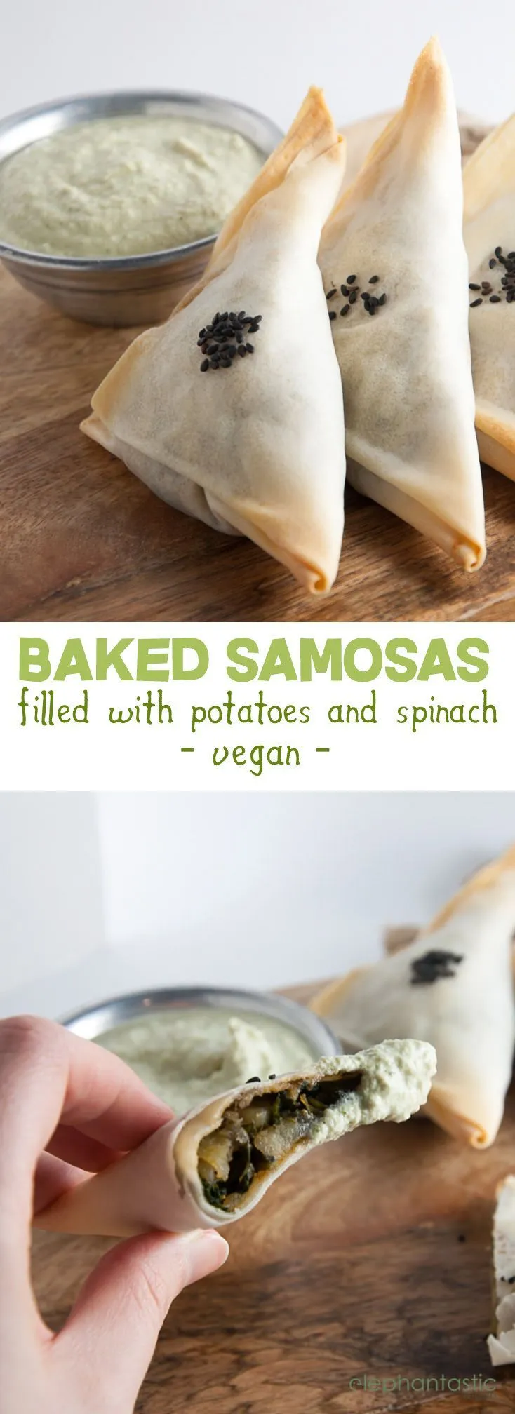 Baked Samosas with Potatoes and Spinach (Vegan)