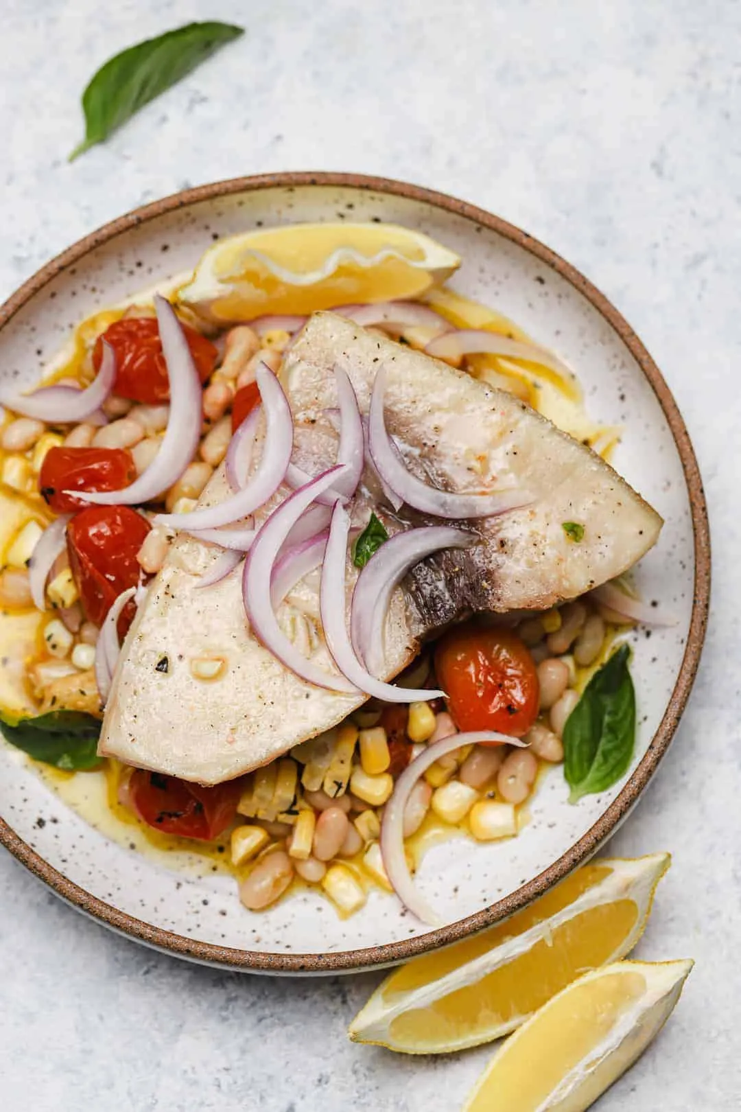 Baked Swordfish and Asparagus with Lentils and Chermoula