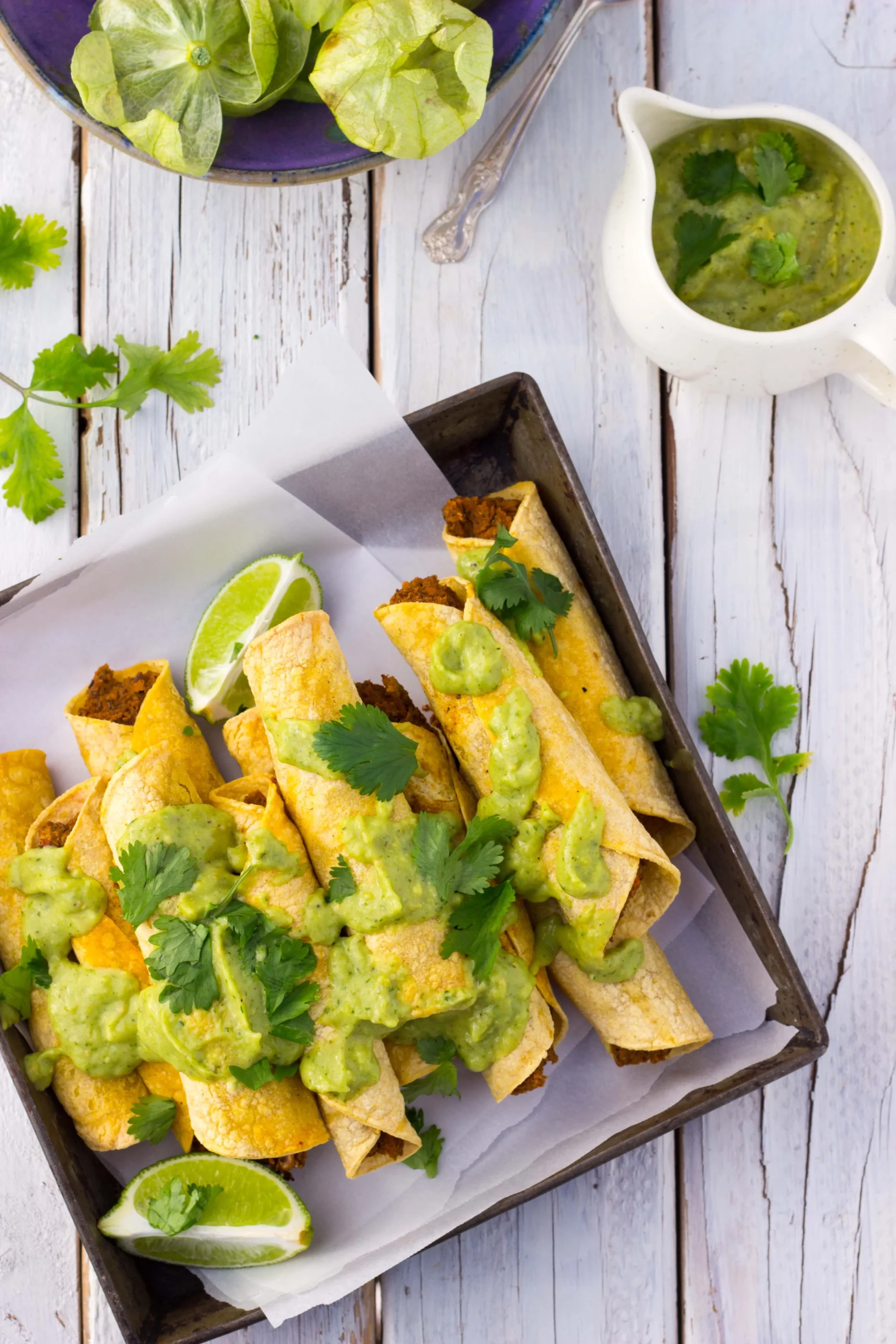 Baked Taquitos with Black Beans and Sweet Potato