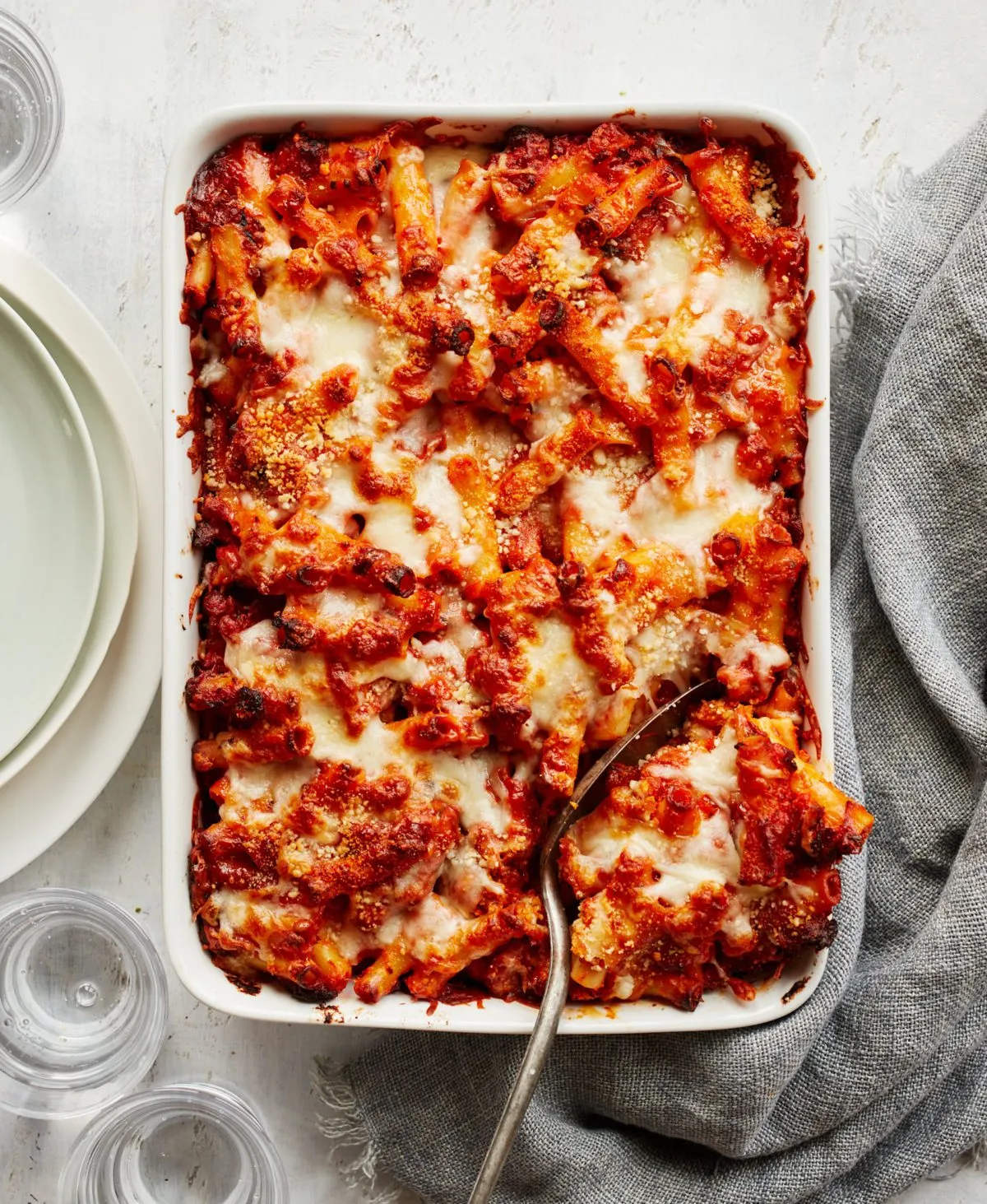 Baked Ziti with Eggplant, Sausage, and Olives