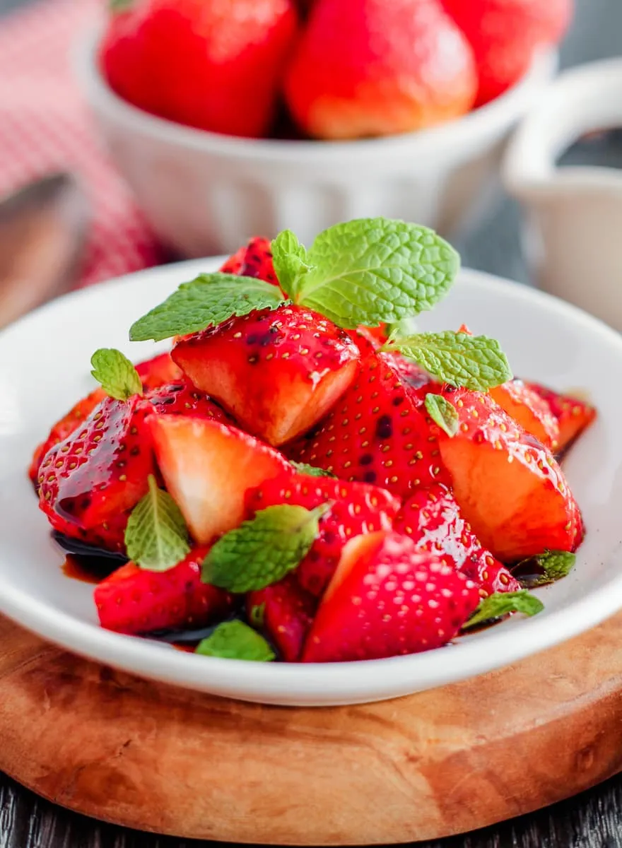Balsamic Strawberries with Mint Black Pepper