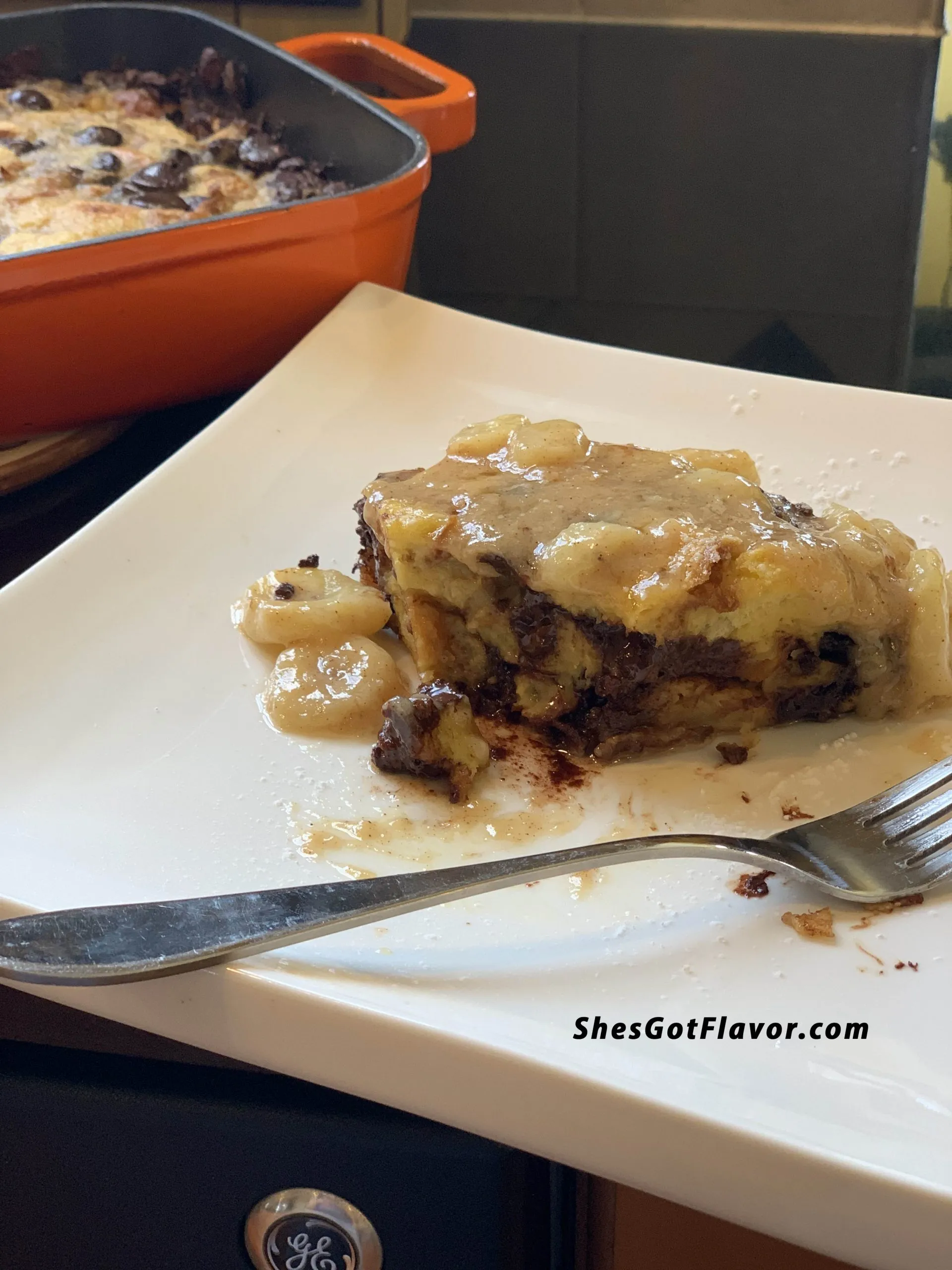 Banana Bread Pudding with Chocolate Grand Marnier Sauce