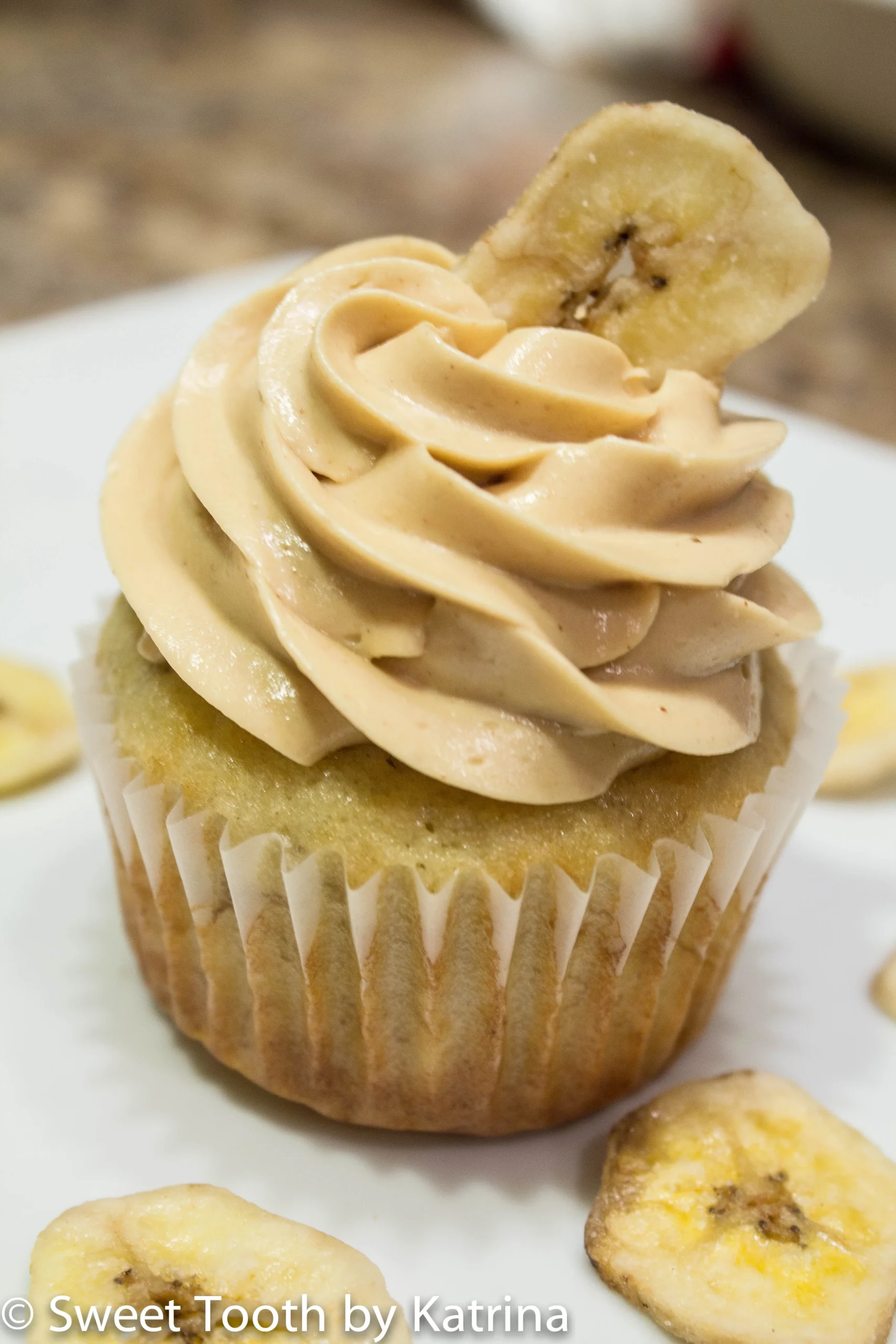 Banana Cupcake with Peanut Butter Caramel Frosting