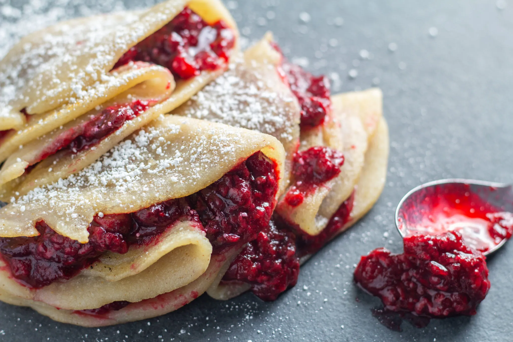 Berry Compote Crepes with Lemon Neat