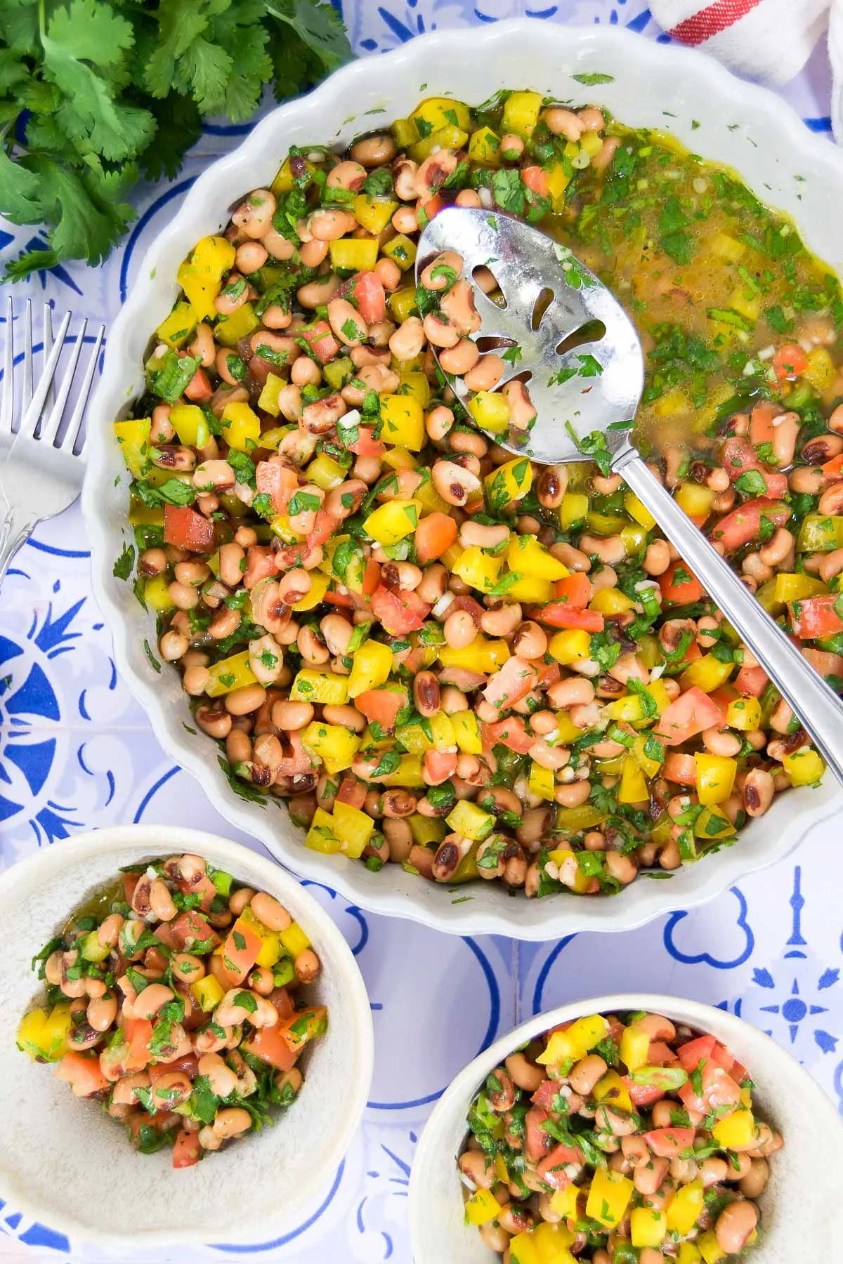 Black Eyed Pea and Rice Salad with Roasted Red Pepper Dressing
