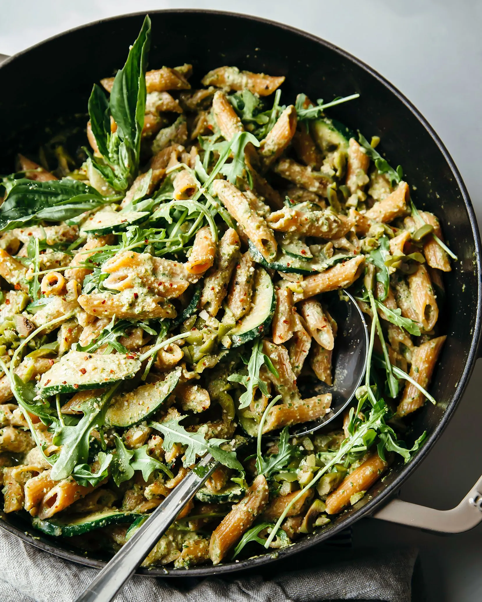 Black Olive and Arugula Pasta
