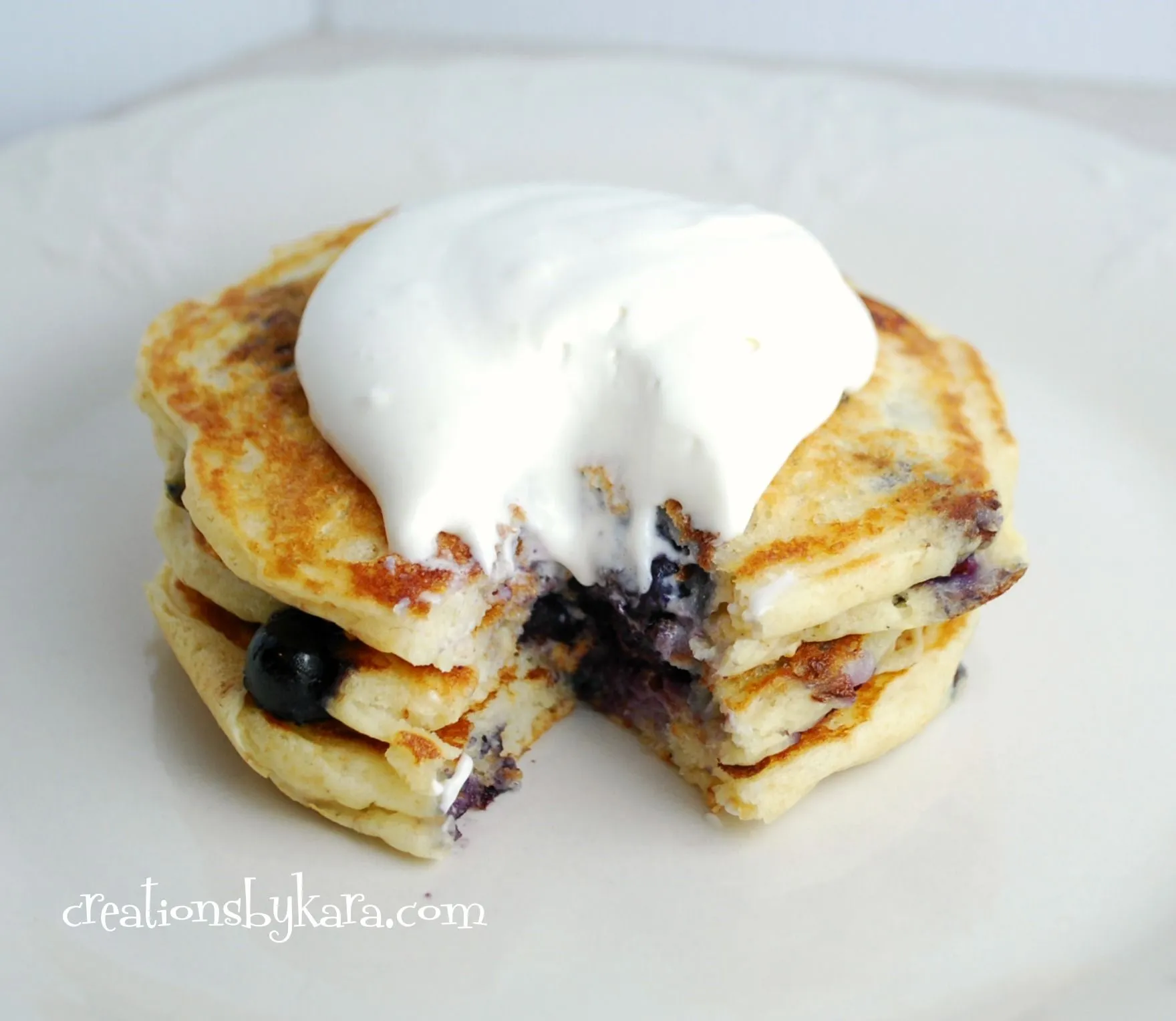 Blueberry Pancakes with Cream Cheese Topping