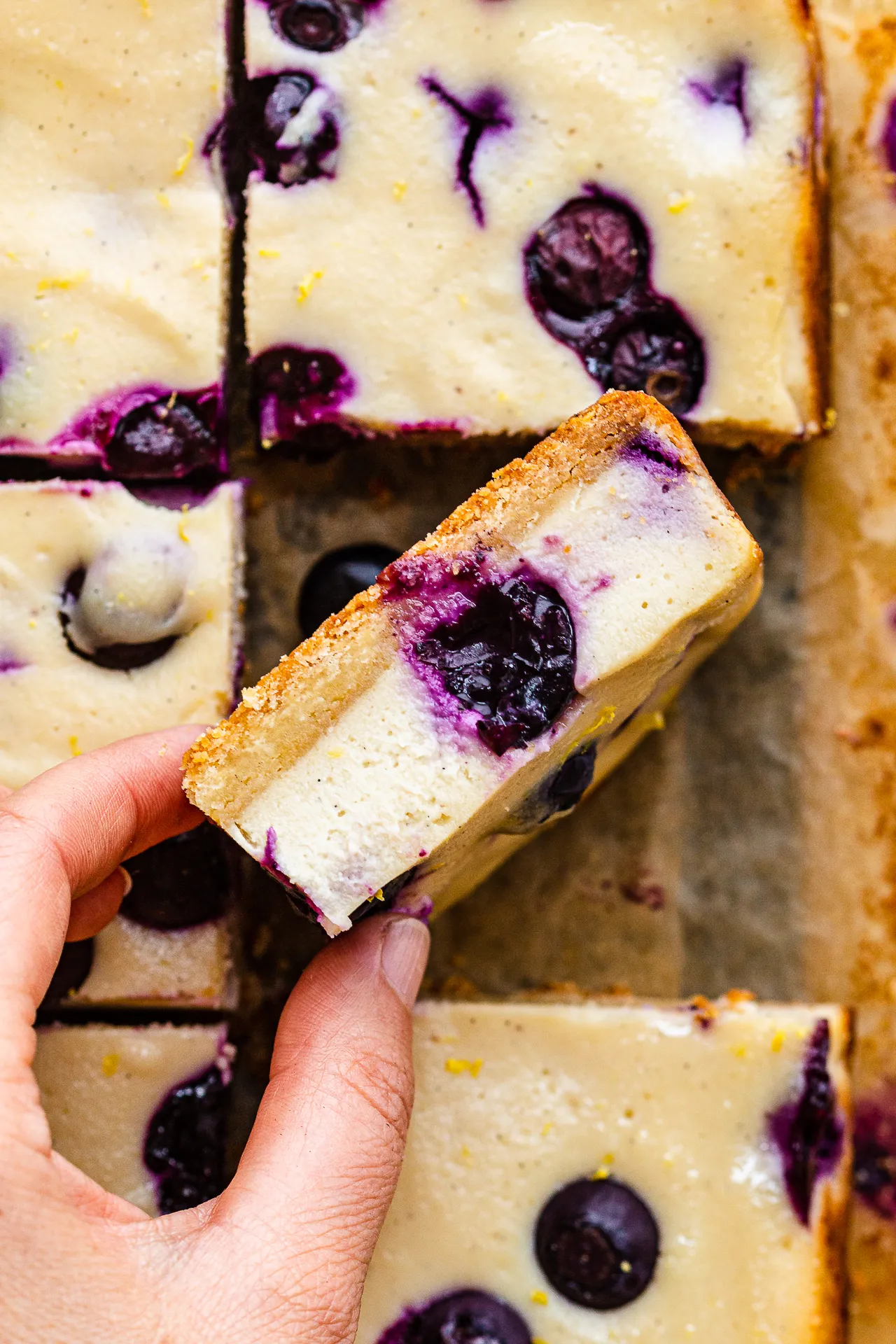 Blueberry and Cherry Layered Vegan Cheesecake Bars