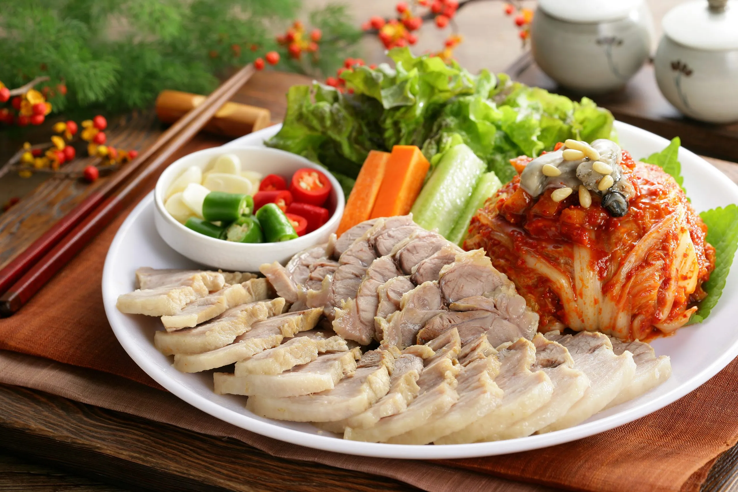 Bossam Boiled Pork Wraps