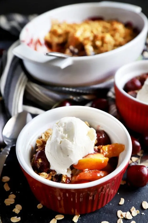 Bourbon Cherry Peach Crumble
