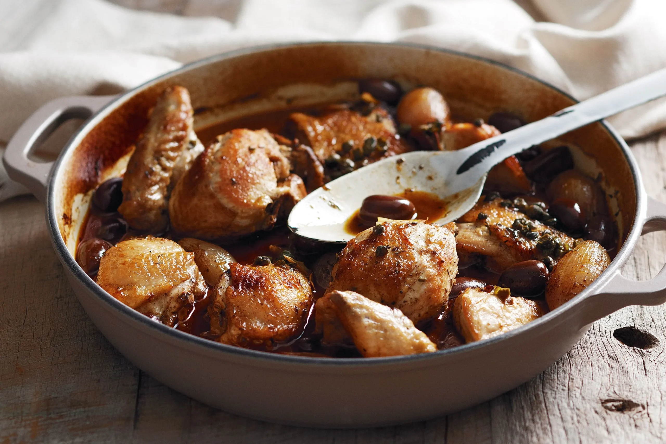 Braised Chicken with Olives, Capers, and Prunes