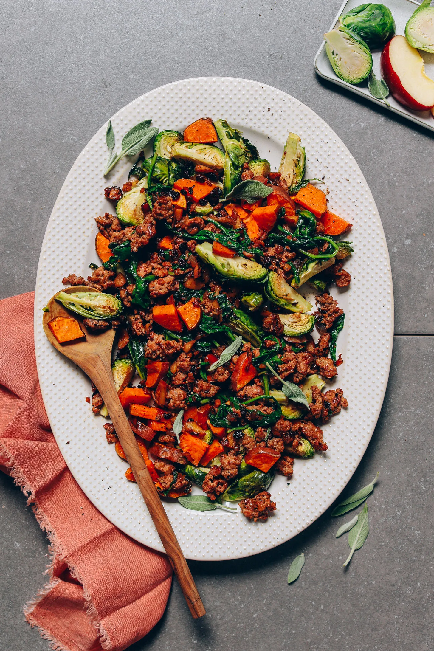 Breakfast Hash with Brussels Sprouts and Sweet Potatoes
