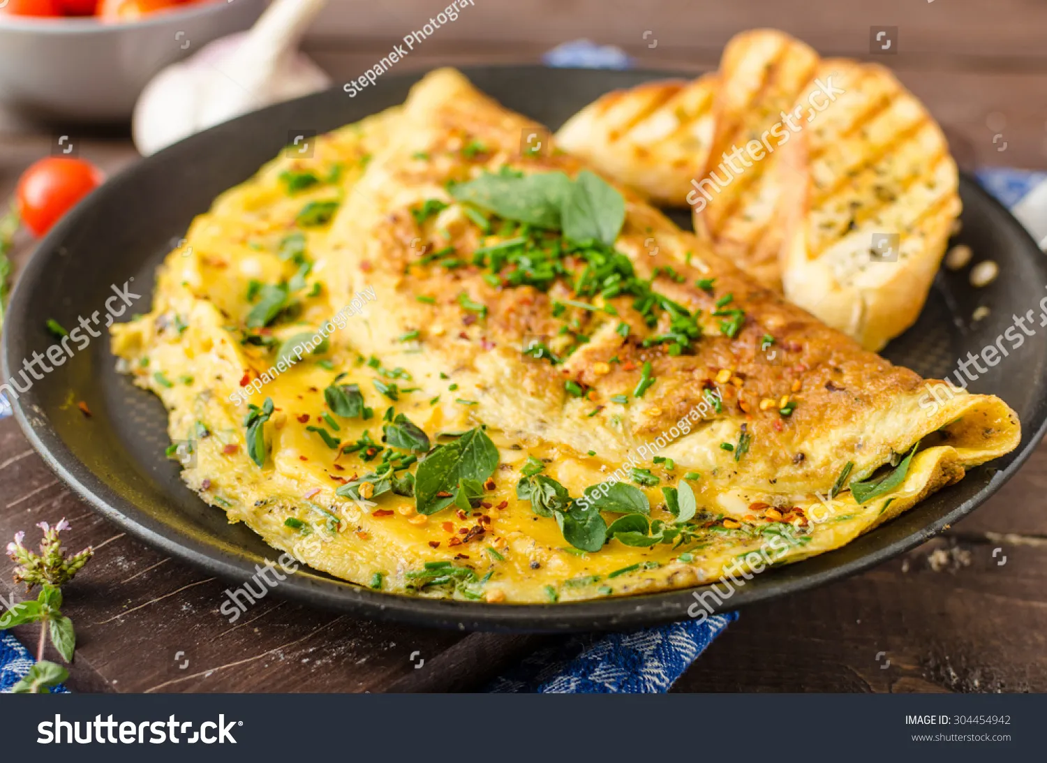 Breakfast Omelette with Turmeric, Oregano, and Chives