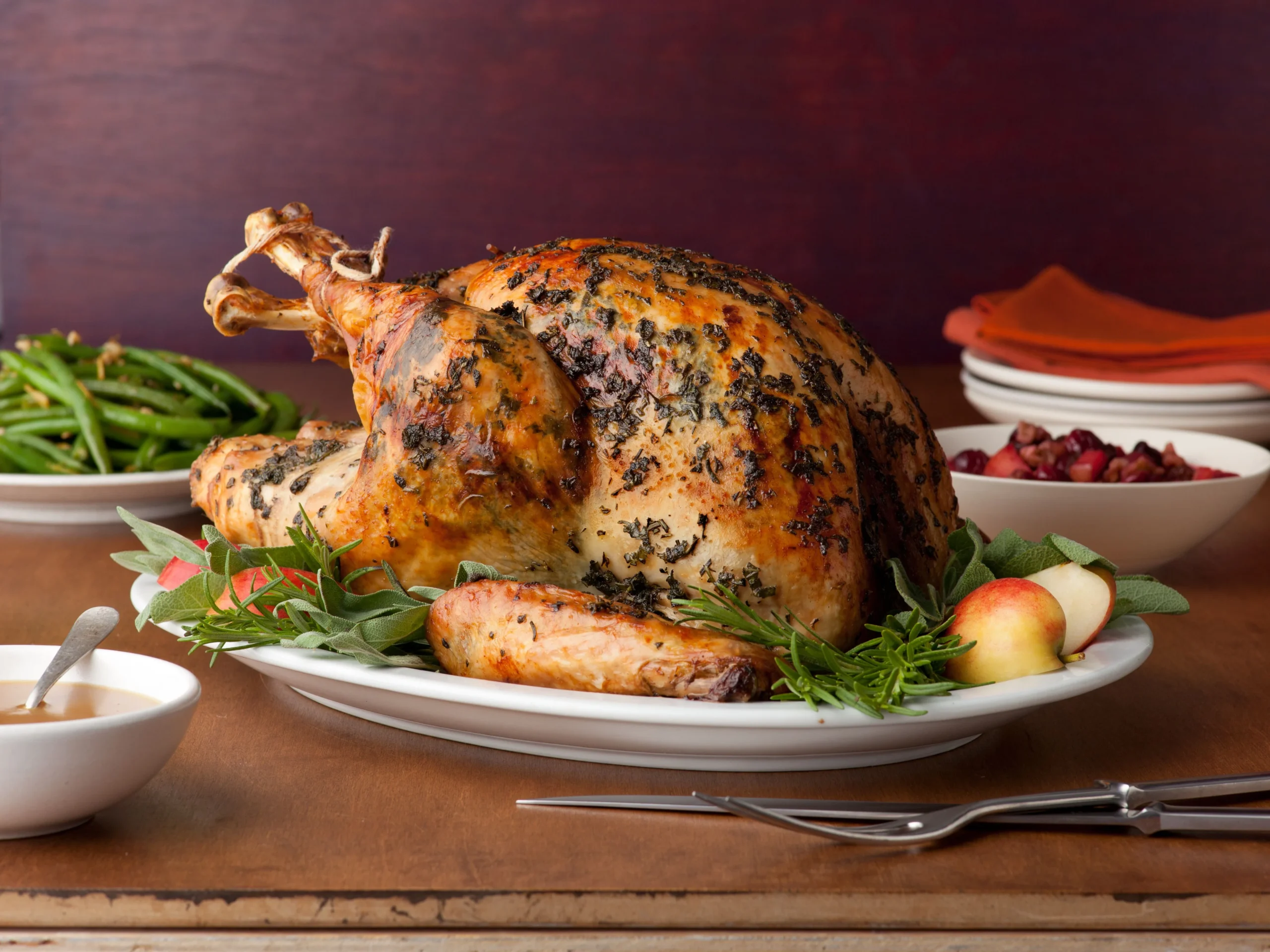 Brined Herb Crusted Turkey with Gravy