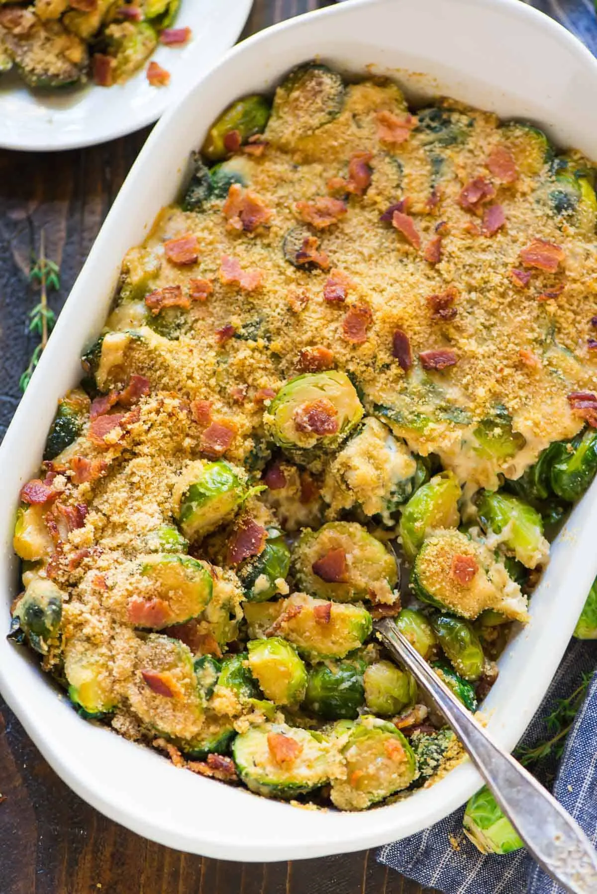 Brussel Sprout Casserole with Pancetta and Asiago Cheese