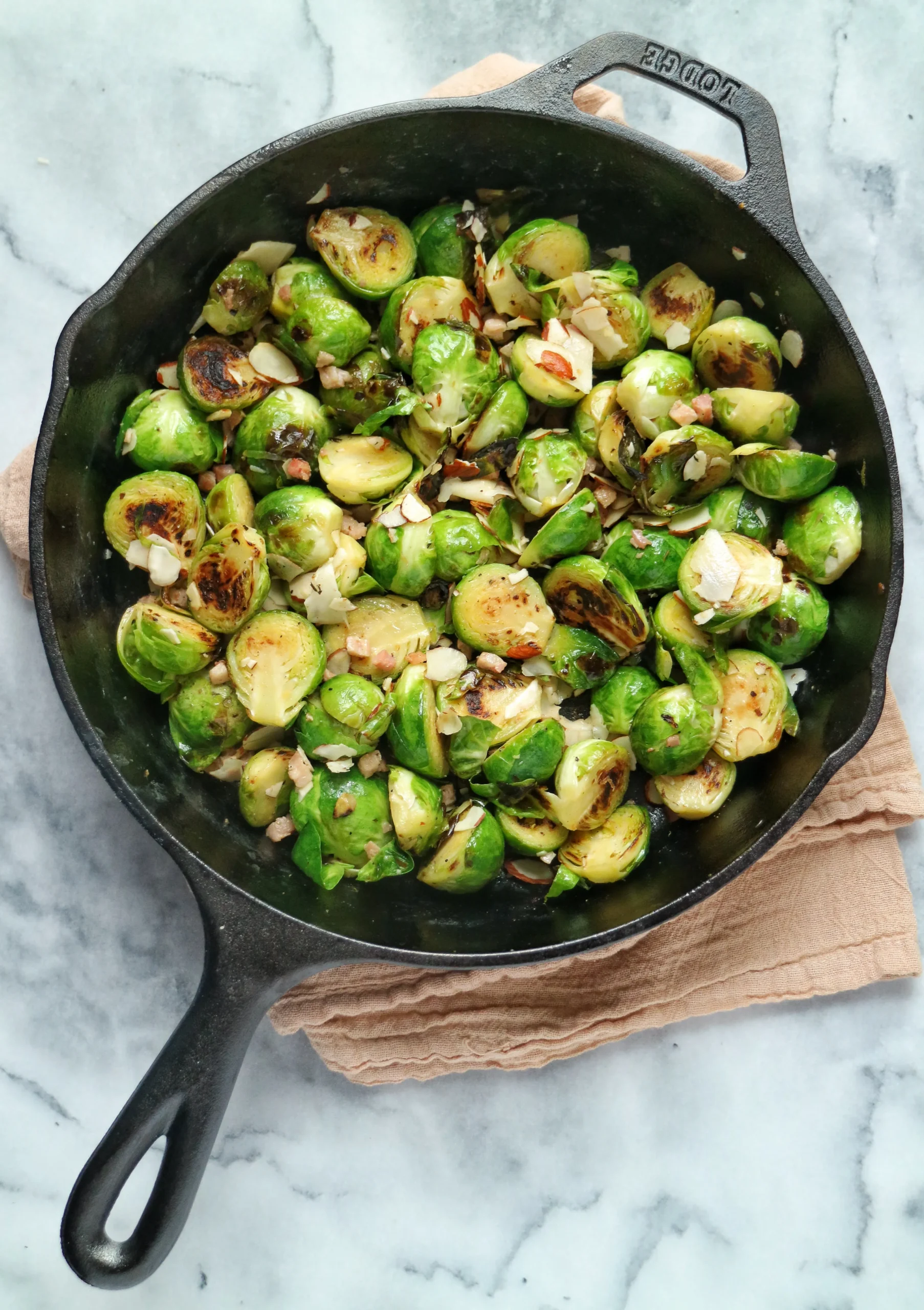 Brussels Sprouts with Caramelized Garlic and Pancetta