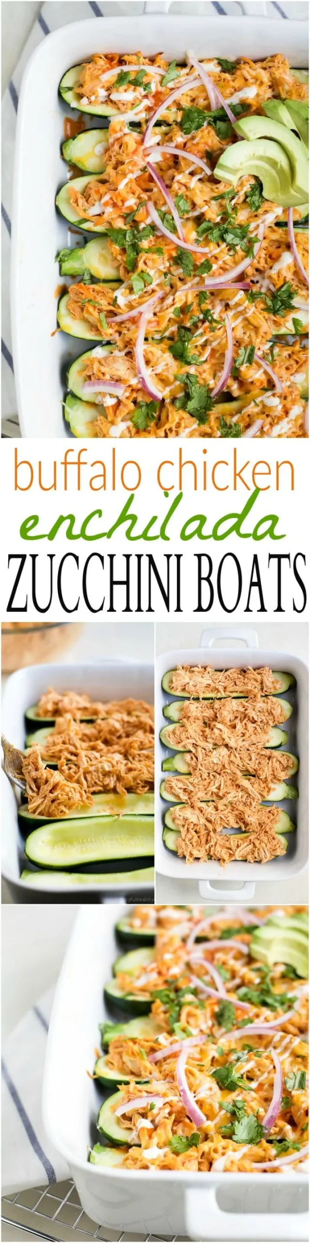 Buffalo Chicken Enchilada Zucchini Boats