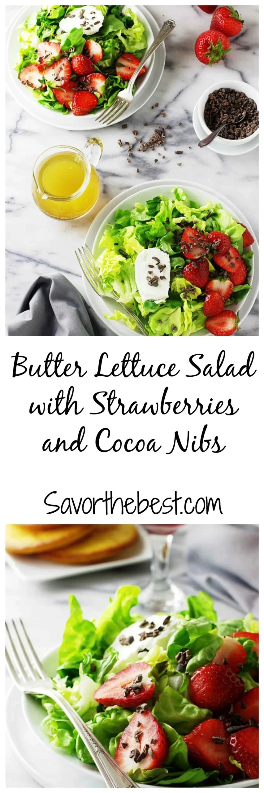 Butter Lettuce Strawberries and Cocoa Nibs