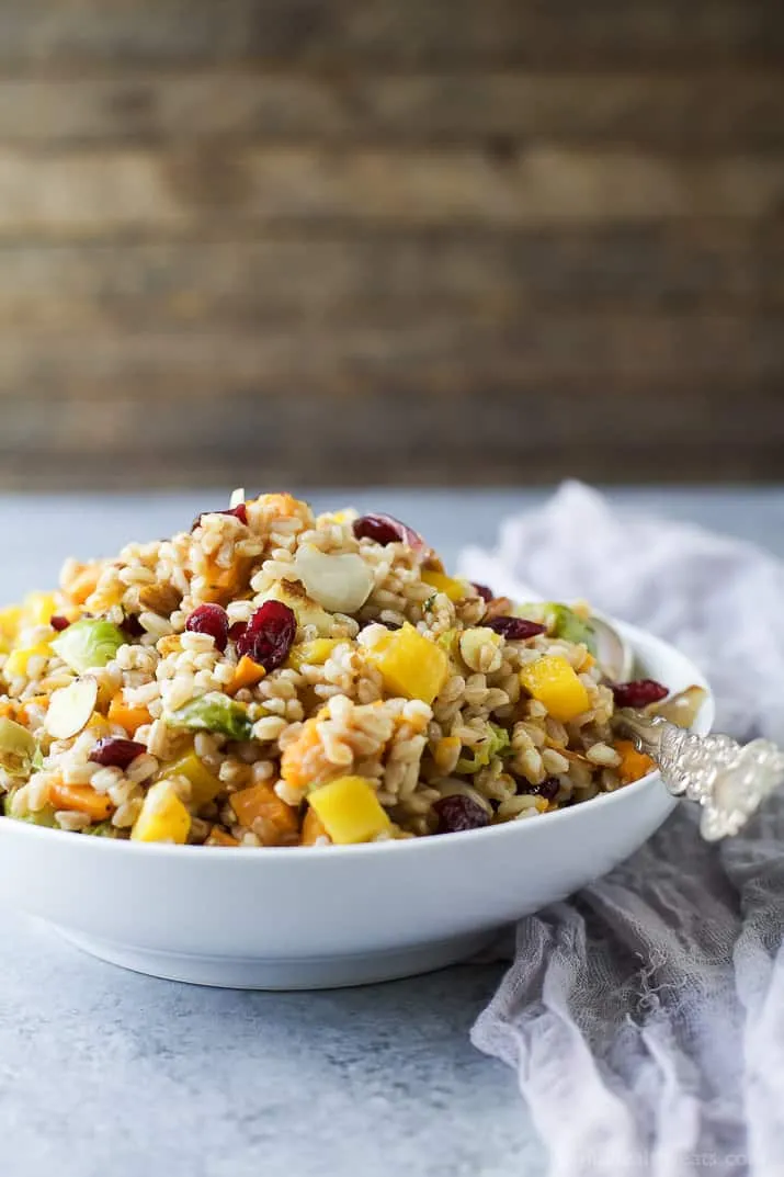 Butternut Squash Farro Salad Arugula Cranberries