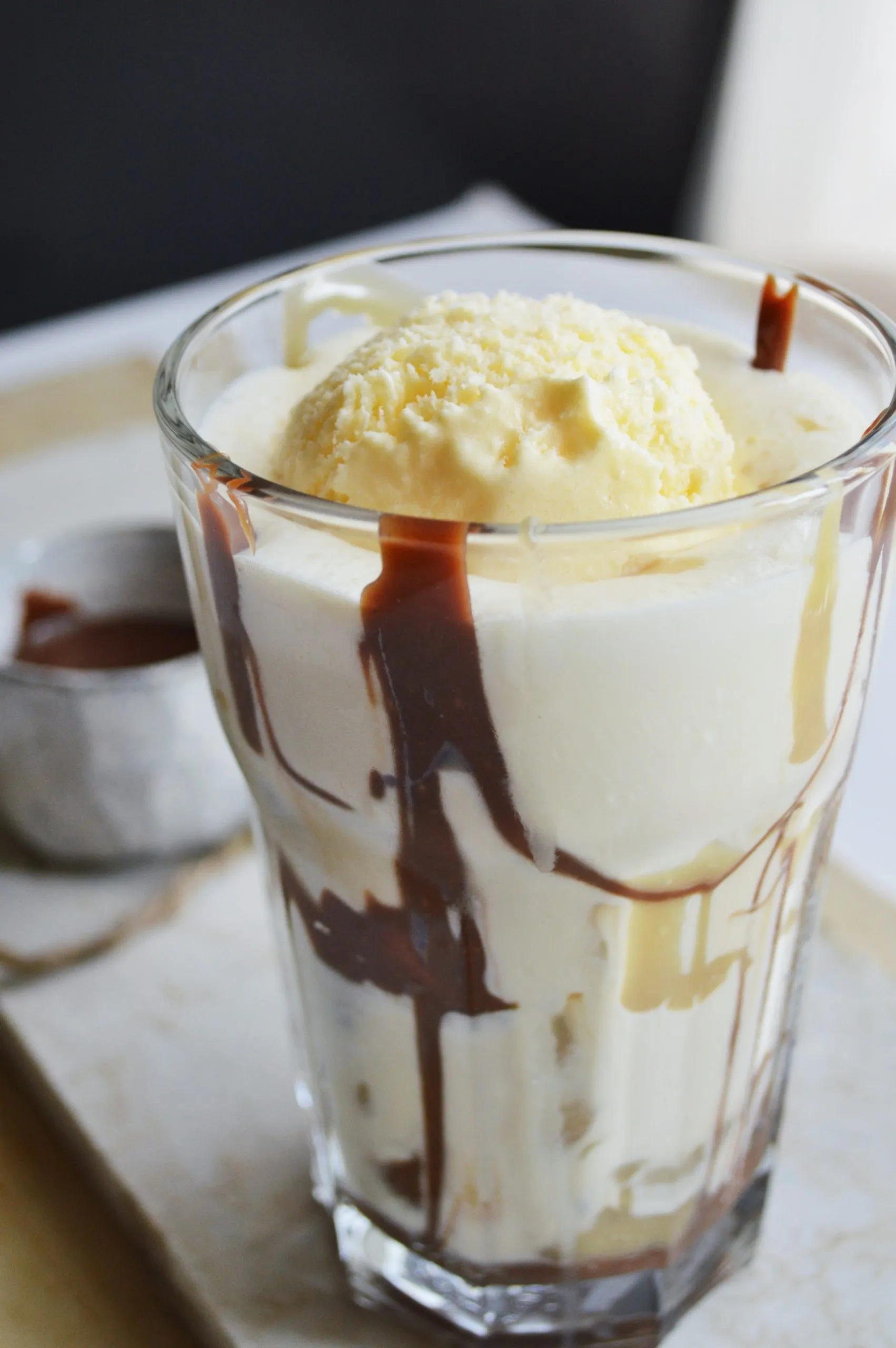 Butterscotch Milkshakes with Chocolate Peanut Butter Hot Fudge