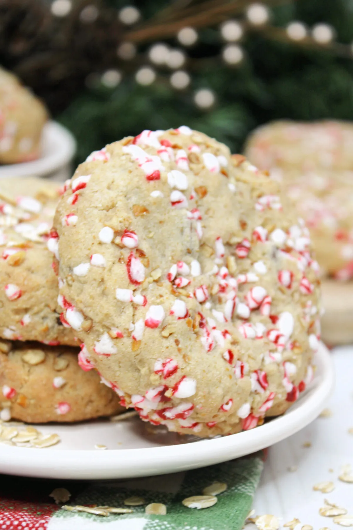 Candy Cane Oatmeal Cookies