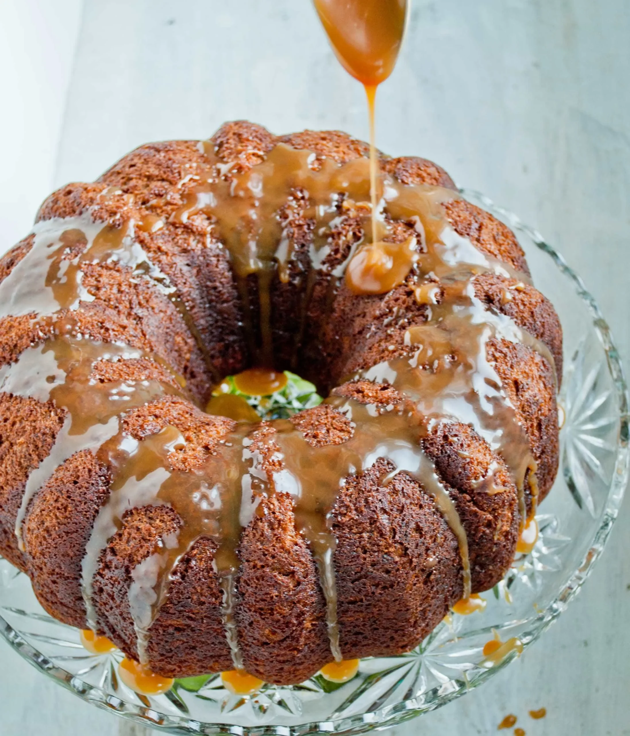 Caramel Glazed Banana Bundt Cake