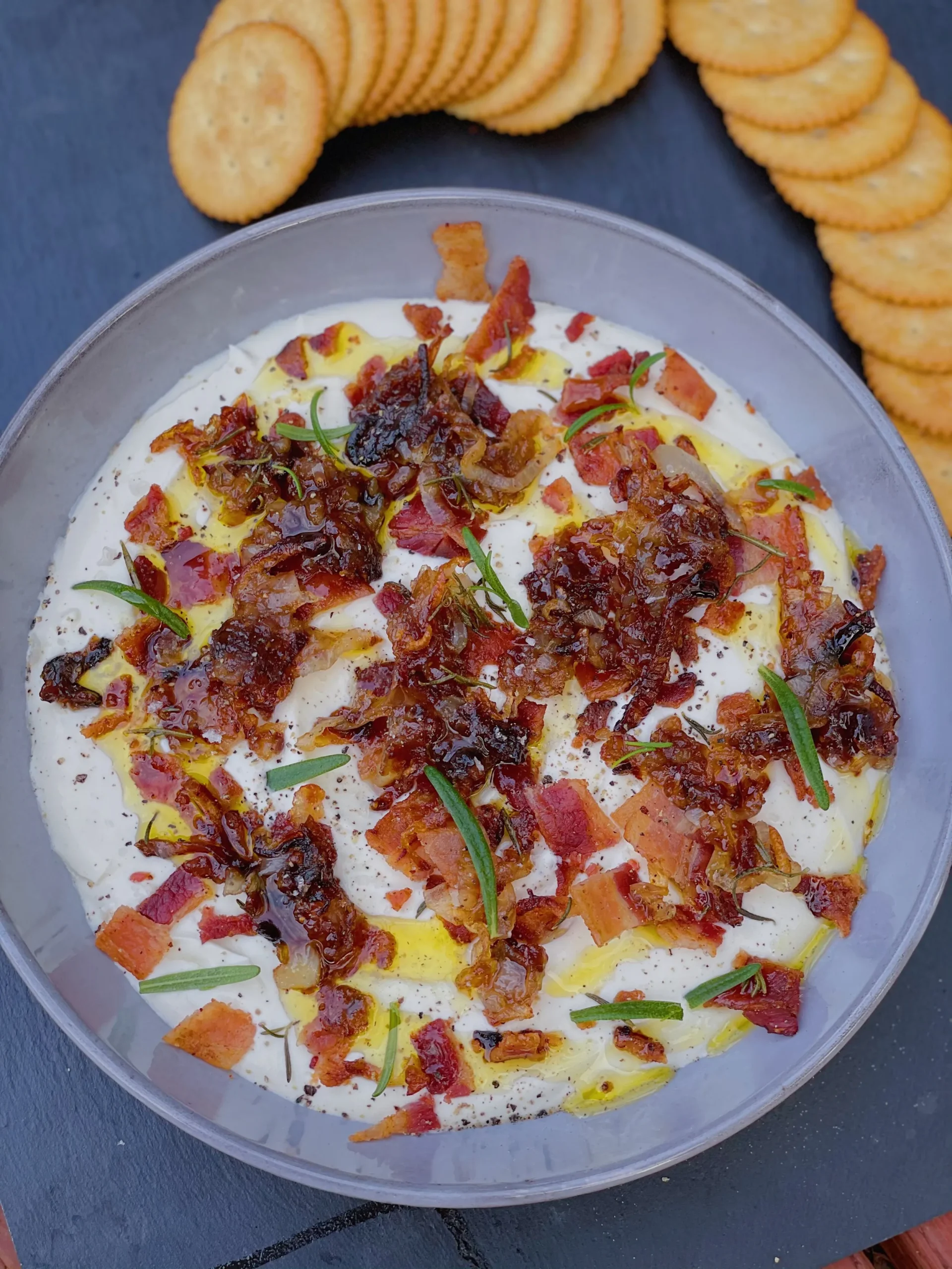 Caramelised Shallot Goat Cheese Quiche with Bacon