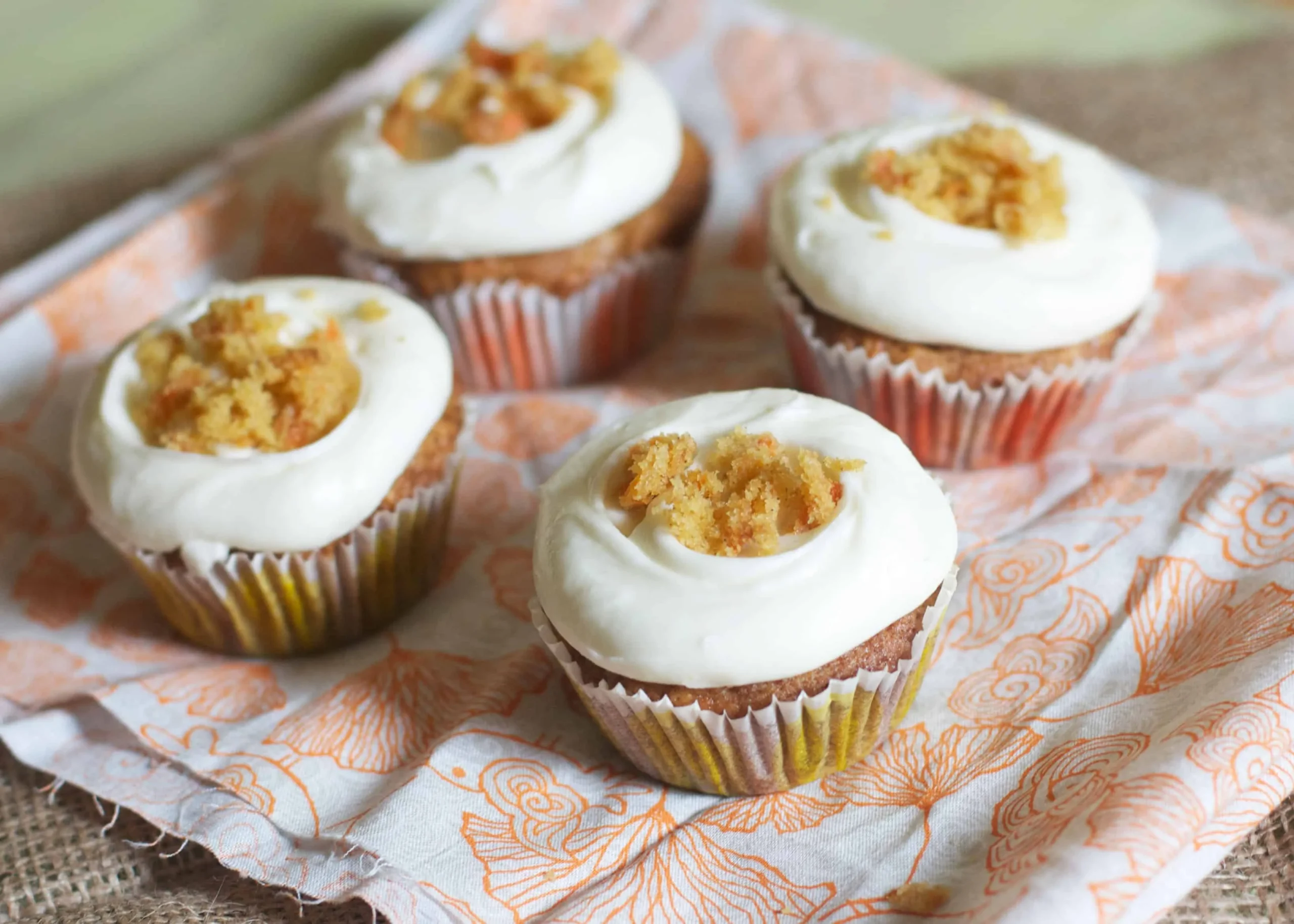 Carrot Cupcakes with Greek Yogurt Cream Cheese Frosting