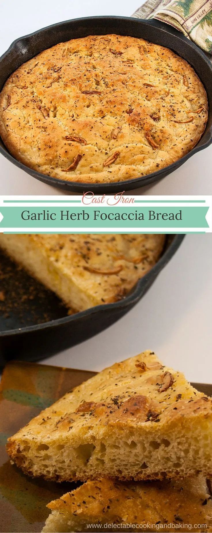 Cast Iron Skillet Garlic Herb Focaccia Bread