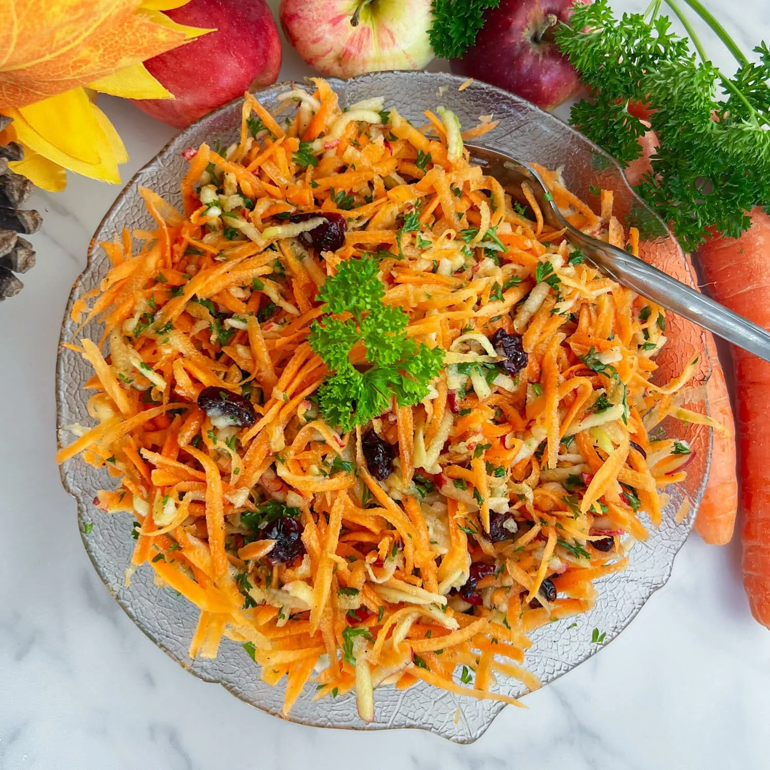Celery Carrot and Apple Salad with Tahini
