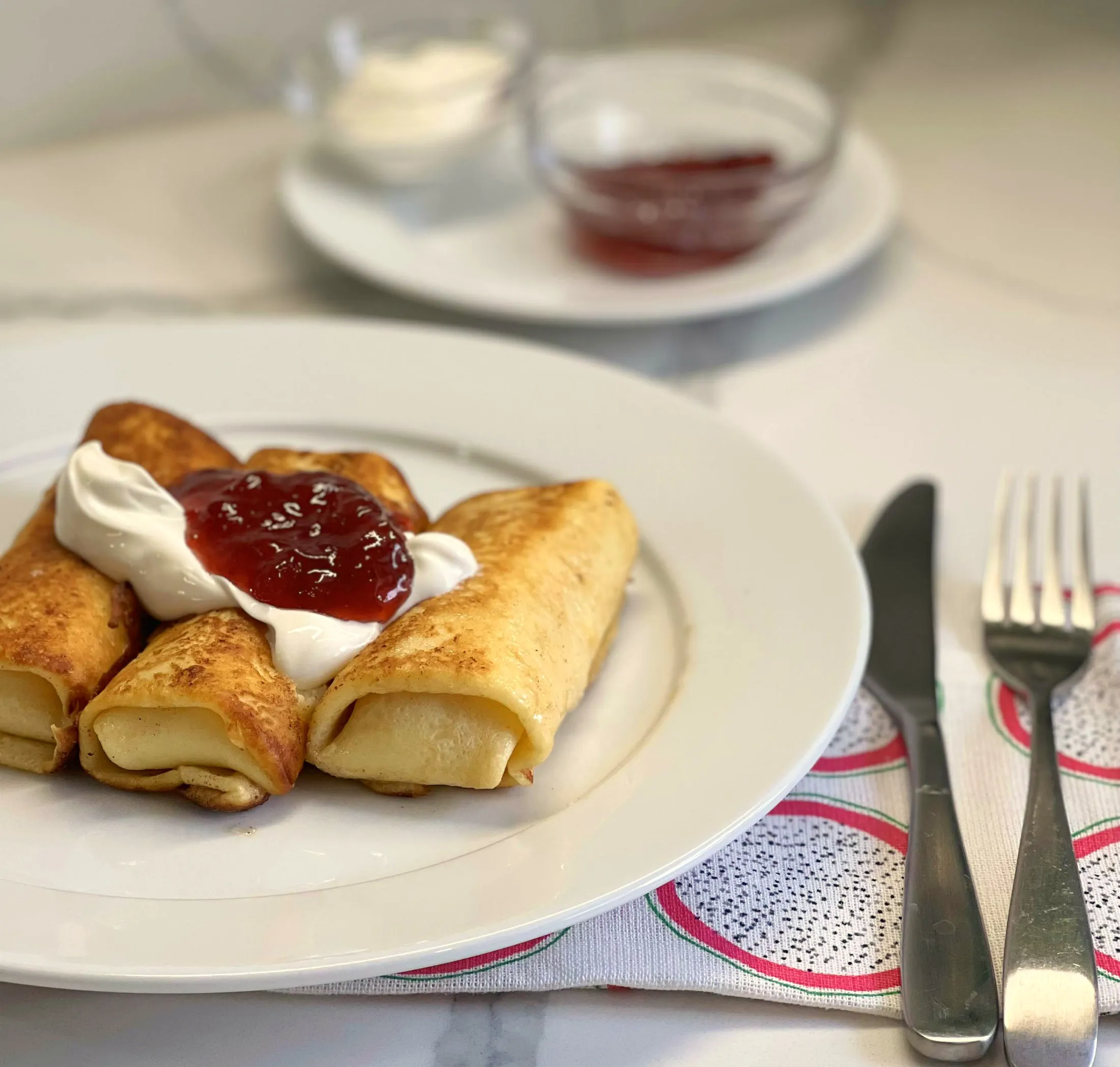 Cheese Blintz with Fresh Strawberries